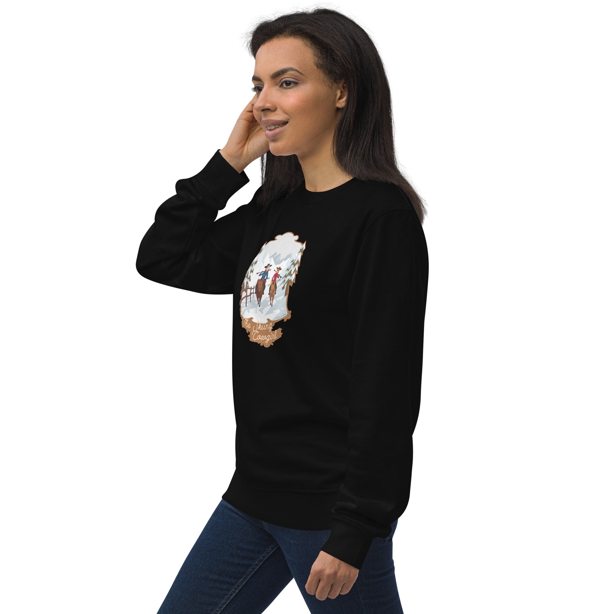 Unisex organic sweatshirt The Skiing Cowgirl