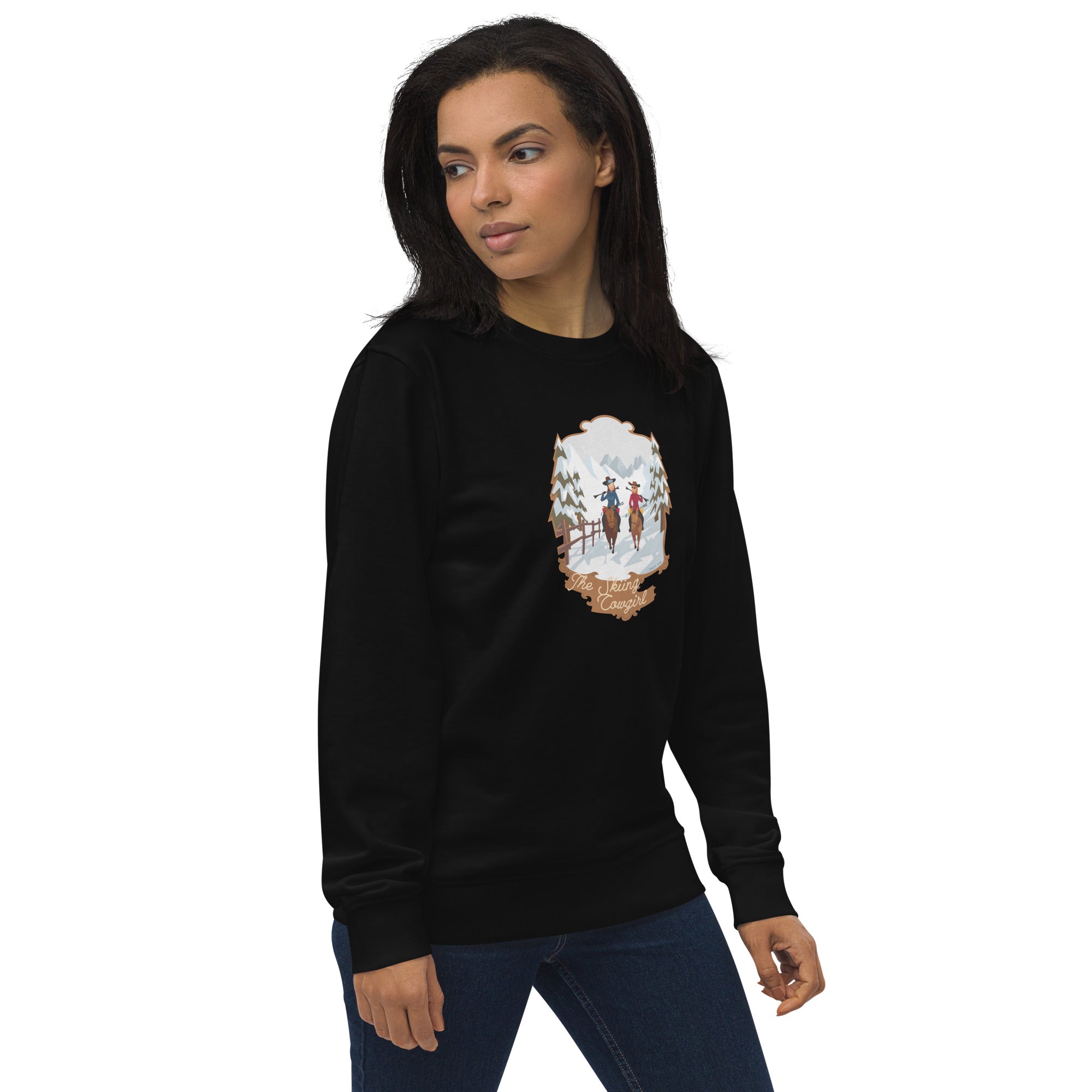 Unisex organic sweatshirt The Skiing Cowgirl