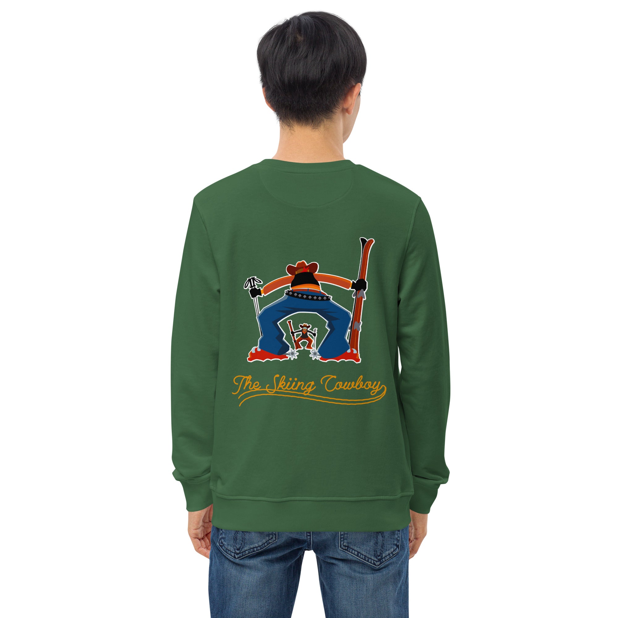 Unisex organic sweatshirt Ski Fight at OK Corral Outline (front & back)