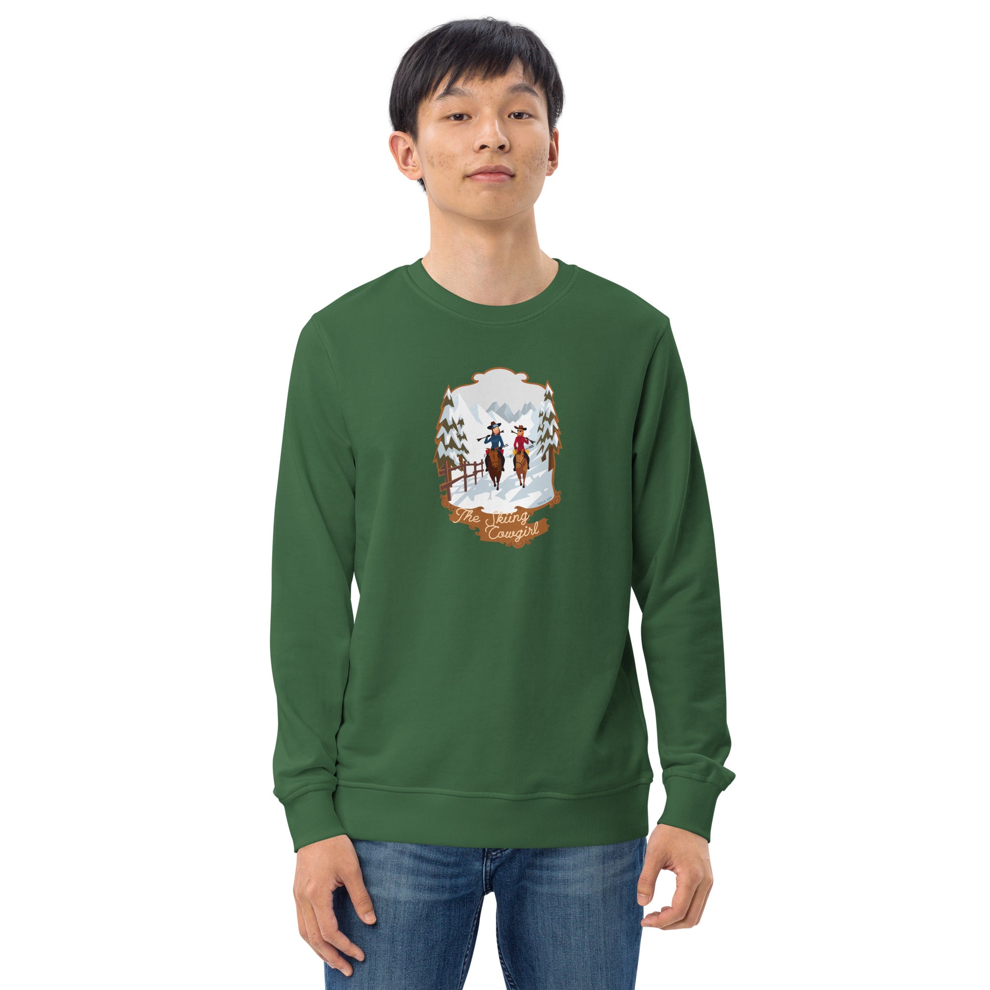 Unisex organic sweatshirt The Skiing Cowgirl