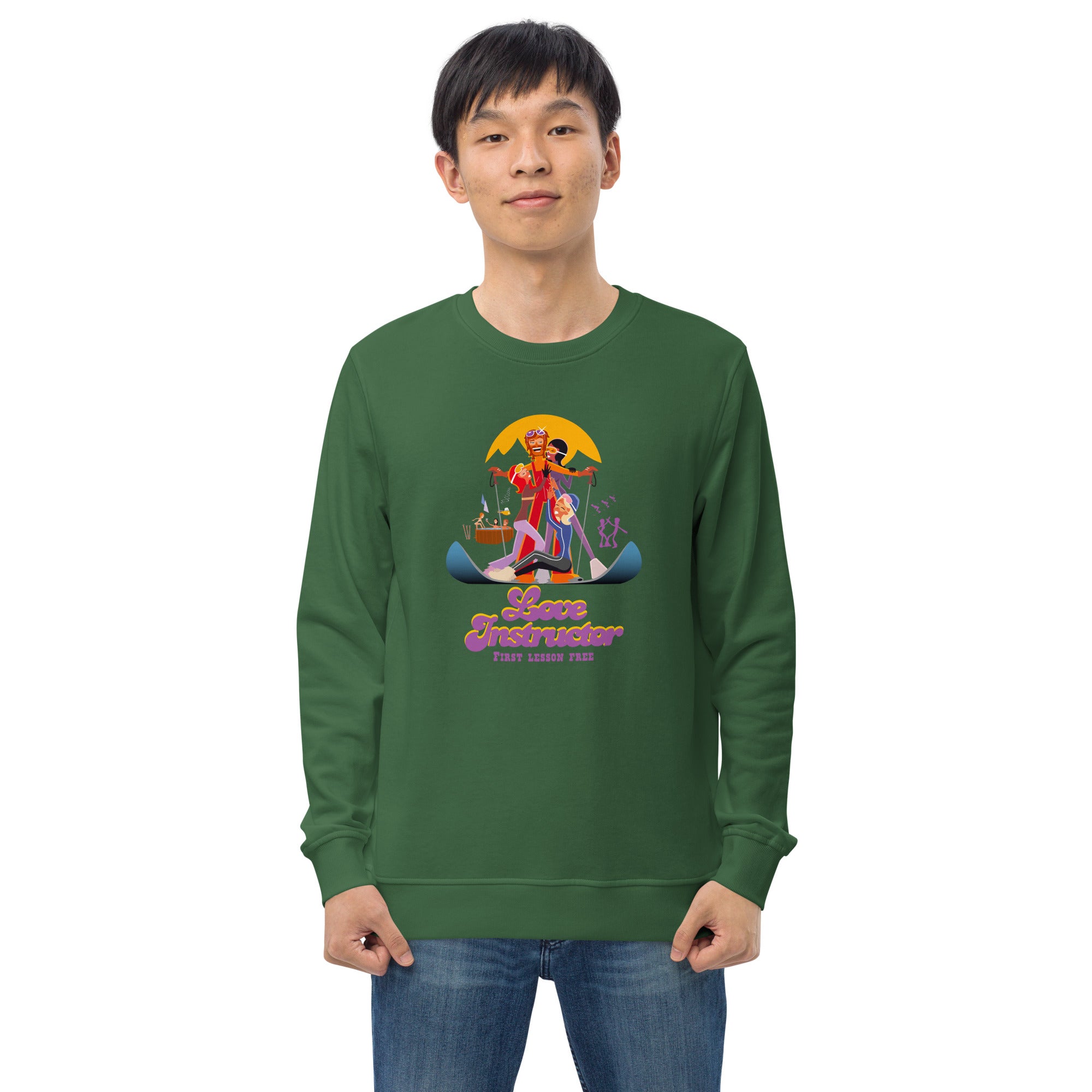 Unisex organic sweatshirt Love Instructor First Lesson free