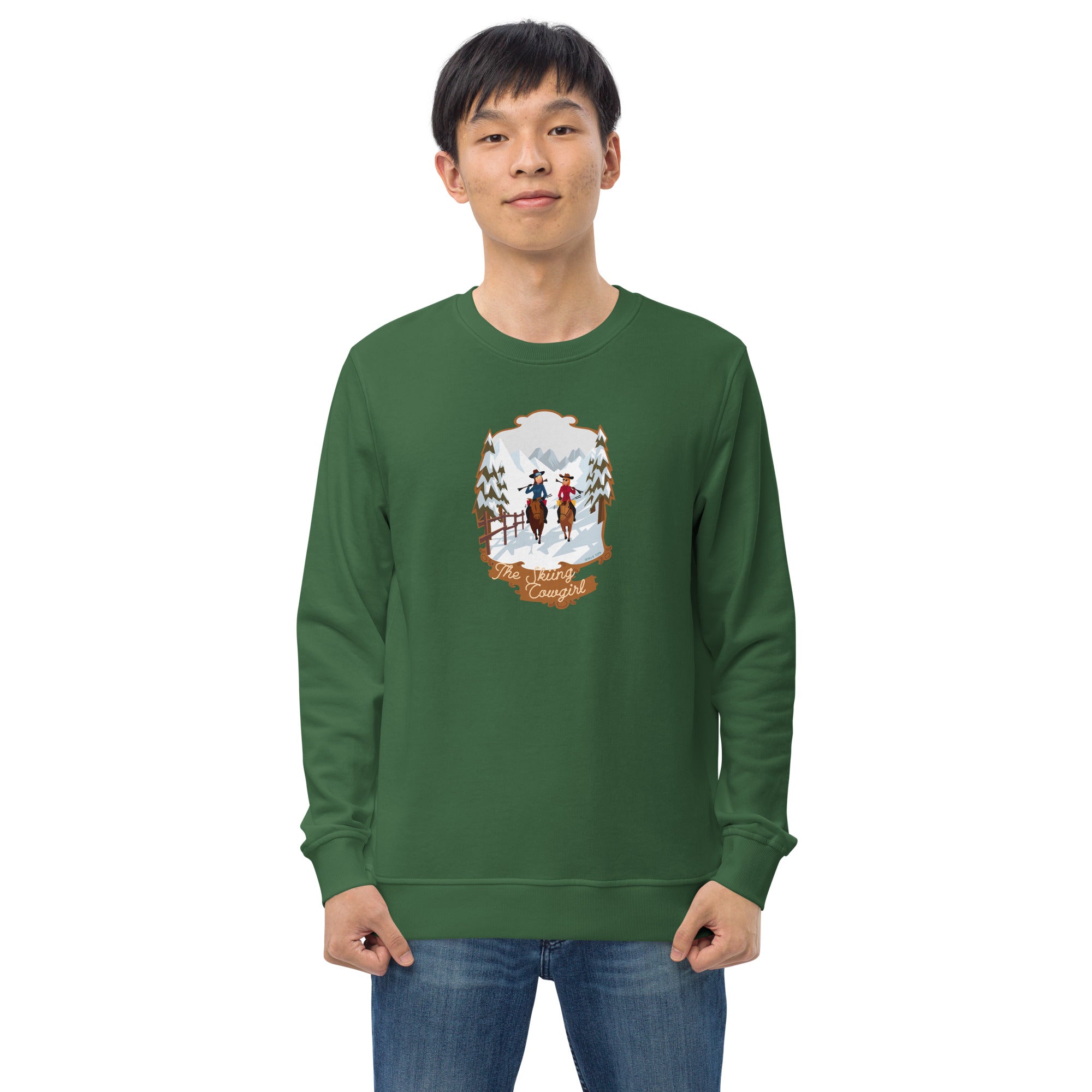 Unisex organic sweatshirt The Skiing Cowgirl