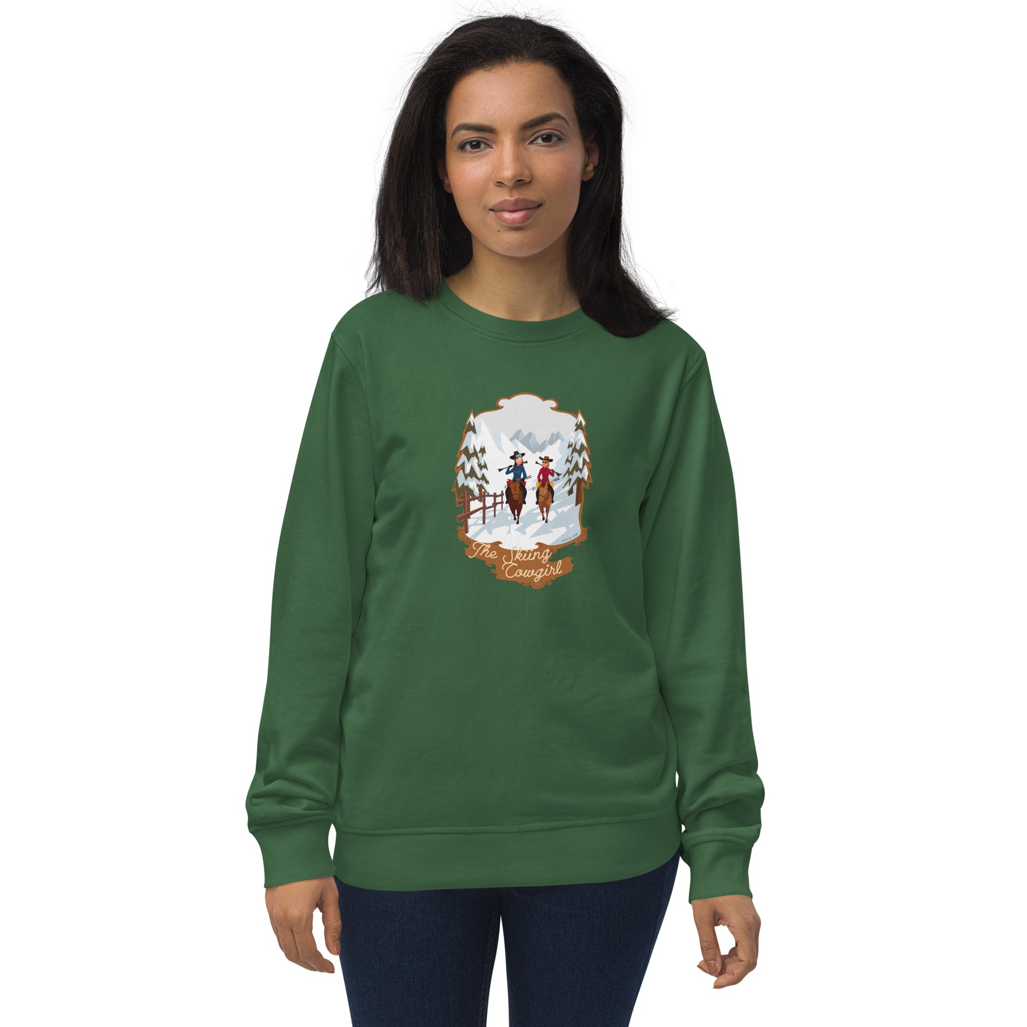 Unisex organic sweatshirt The Skiing Cowgirl