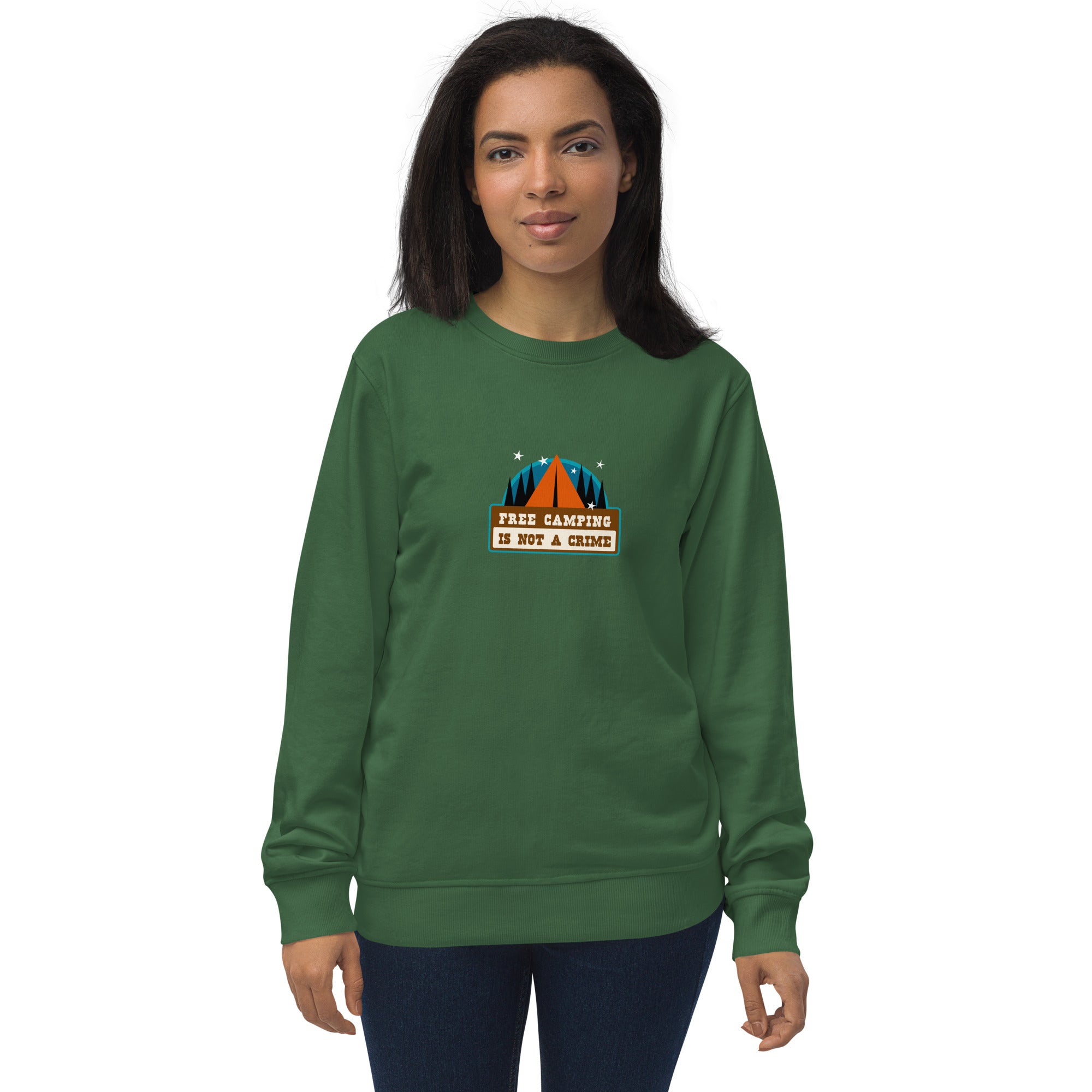 Unisex organic sweatshirt Free camping is not a crime graphic