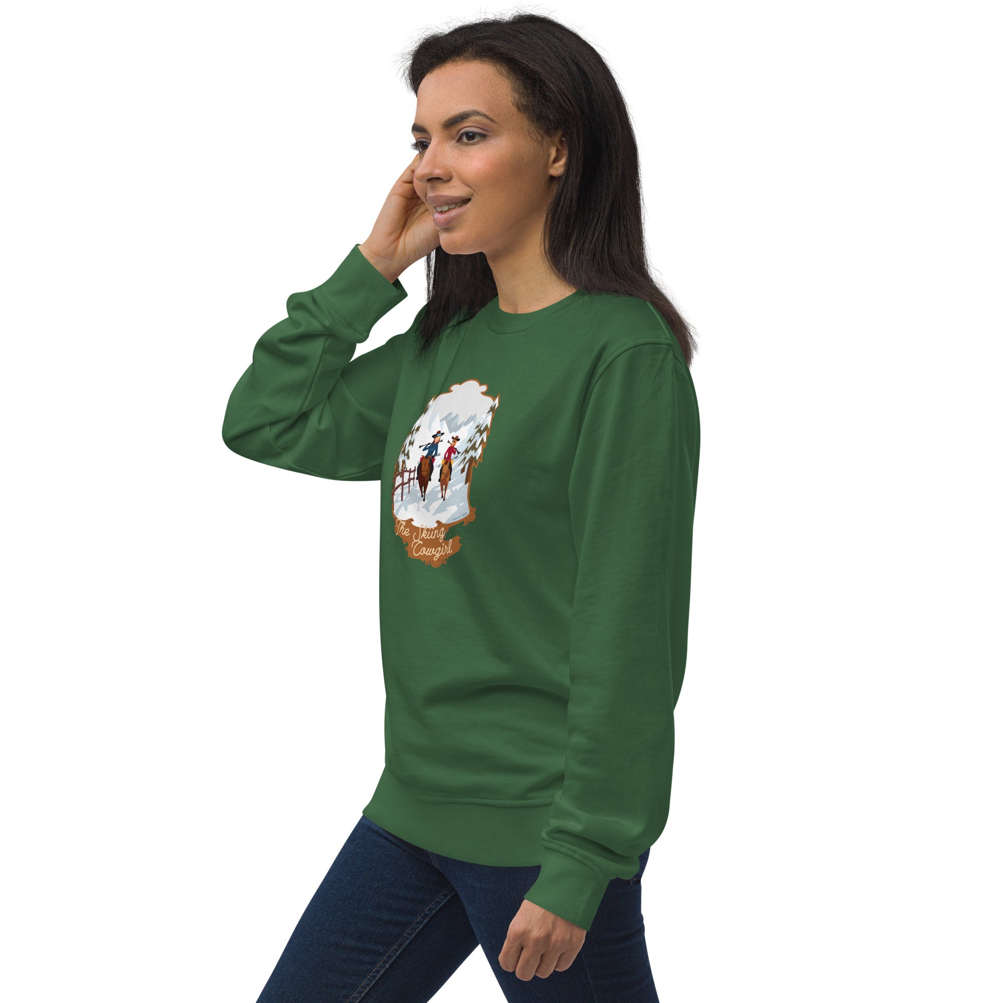 Unisex organic sweatshirt The Skiing Cowgirl