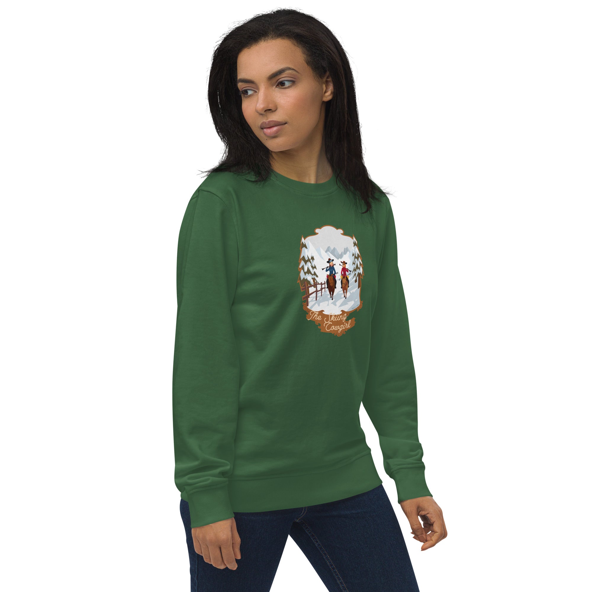 Unisex organic sweatshirt The Skiing Cowgirl