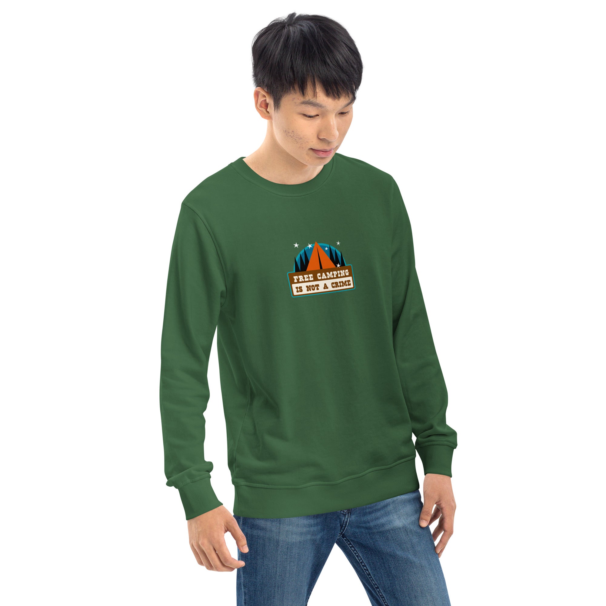 Unisex organic sweatshirt Free camping is not a crime graphic