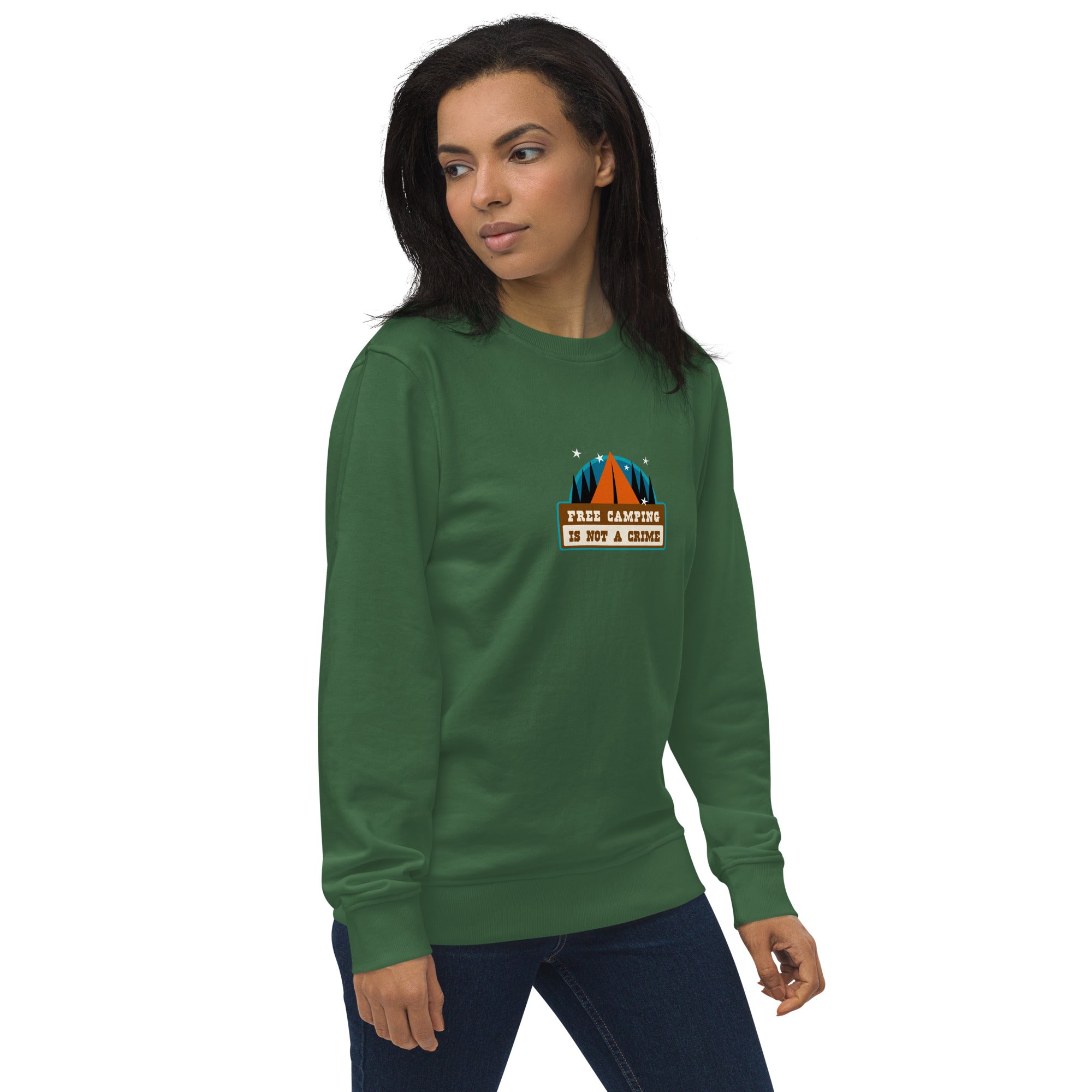 Unisex organic sweatshirt Free camping is not a crime graphic