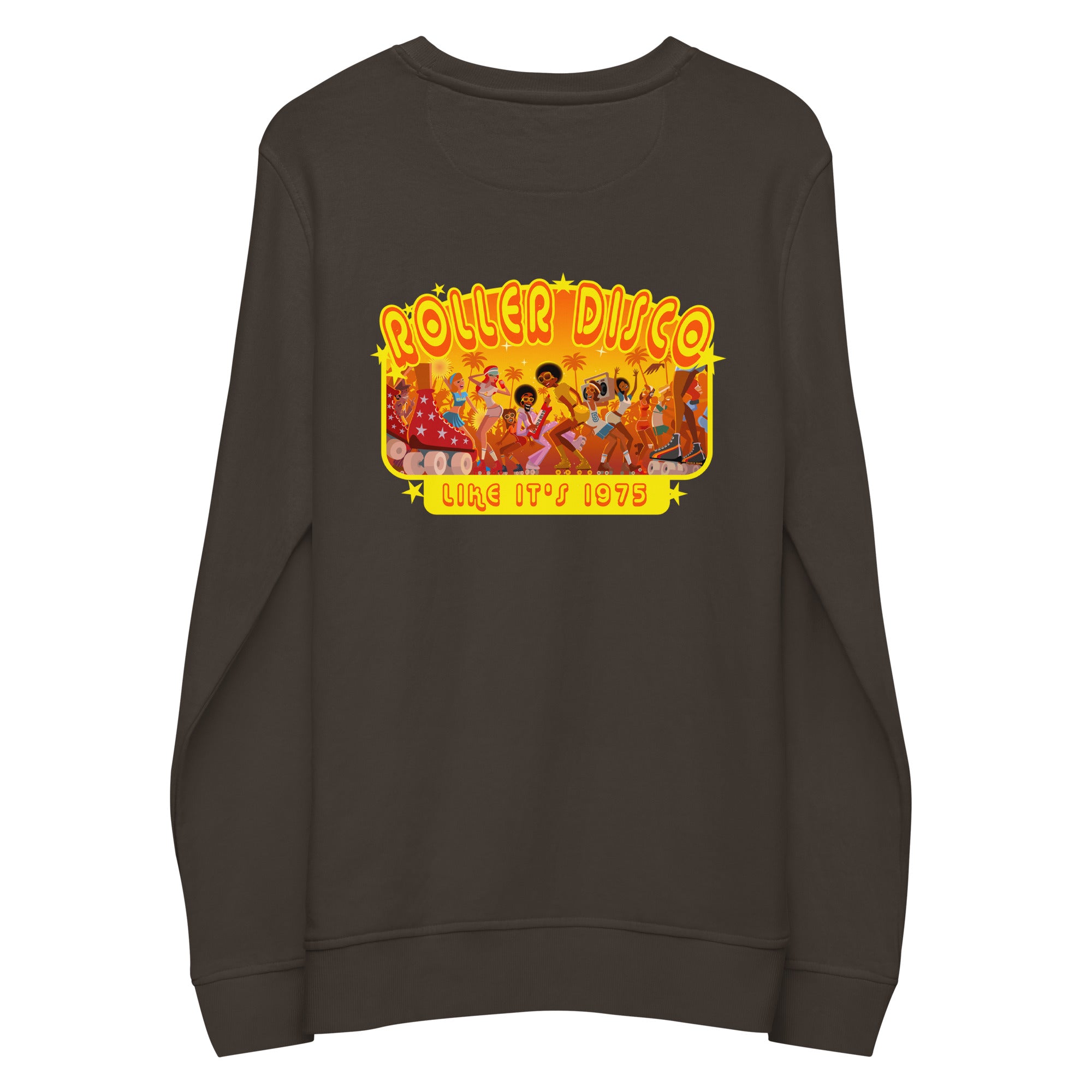 Unisex organic sweatshirt Roller Disco 1975 (front & back)