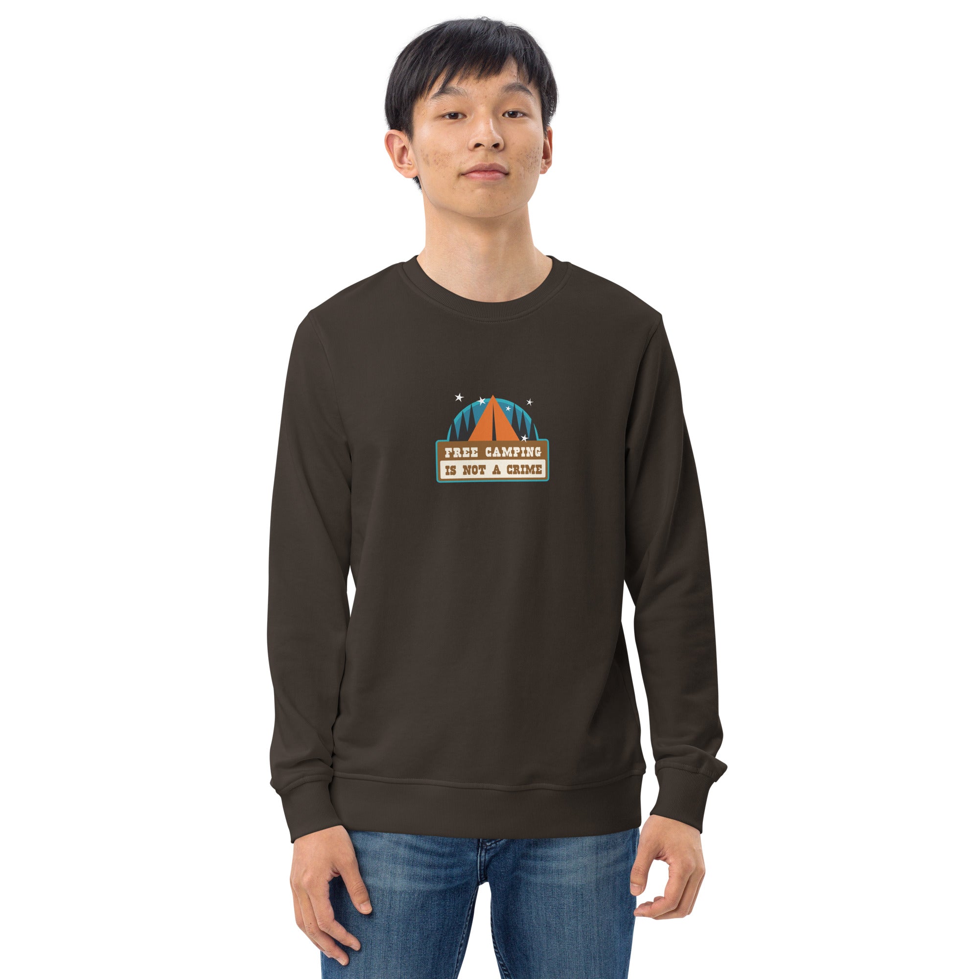 Unisex organic sweatshirt Free camping is not a crime graphic