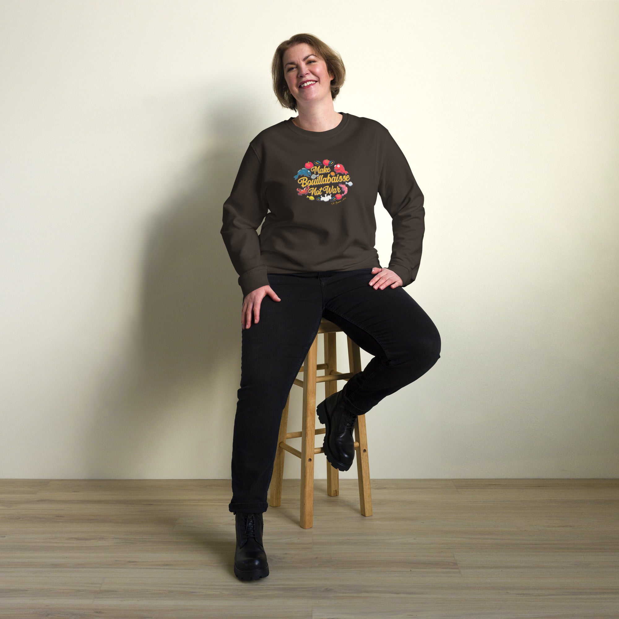 Unisex organic sweatshirt Make Bouillabaisse Not War