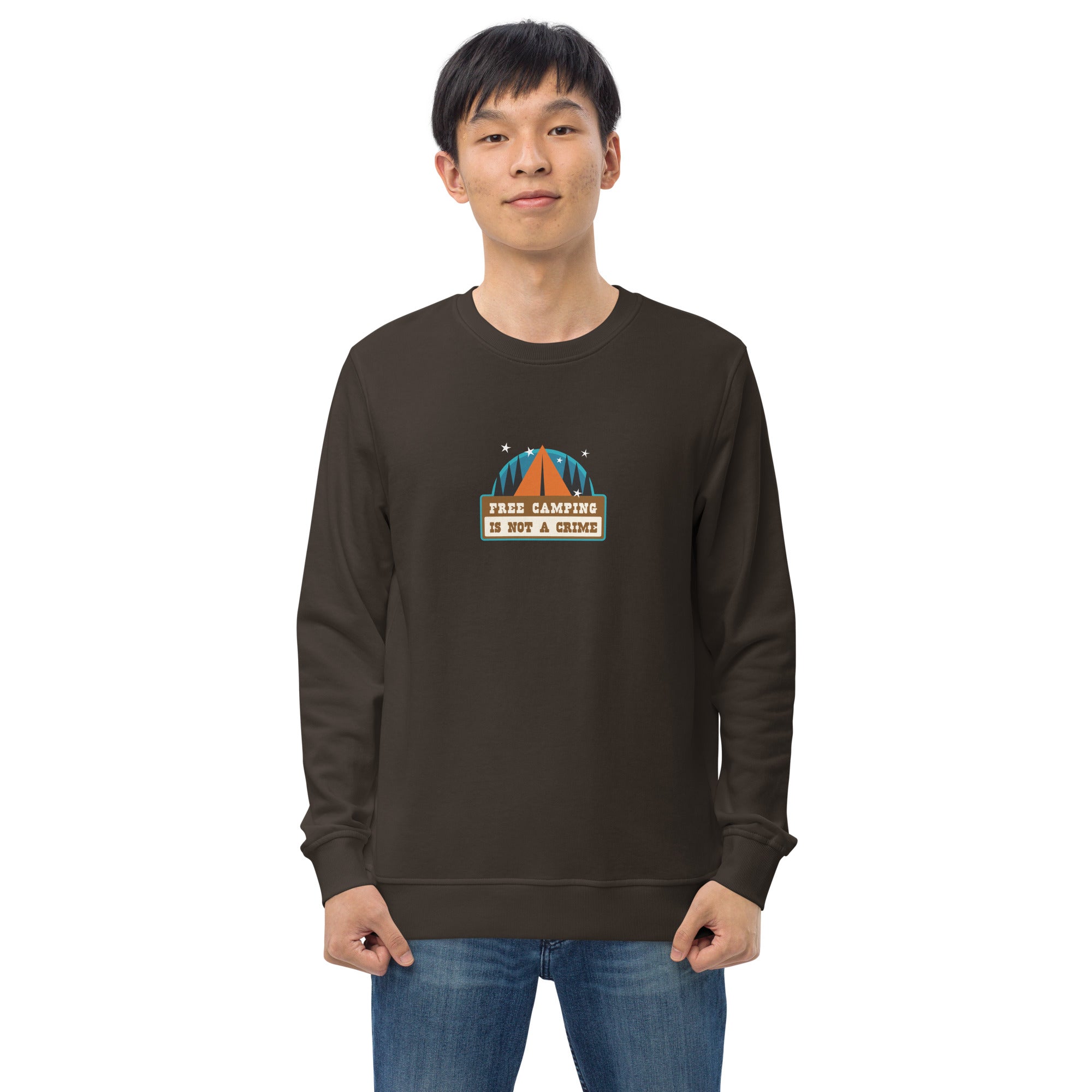 Unisex organic sweatshirt Free camping is not a crime graphic