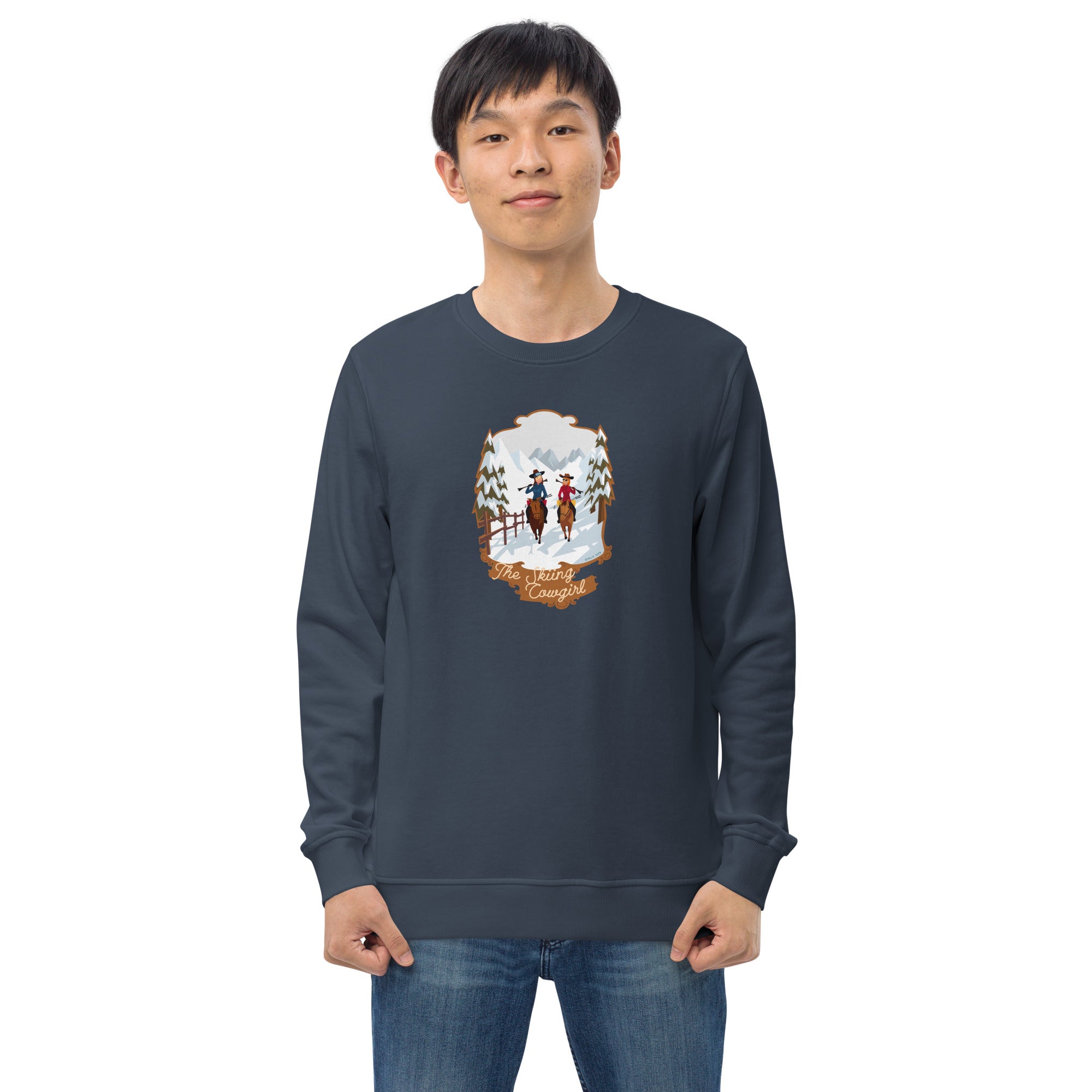 Unisex organic sweatshirt The Skiing Cowgirl