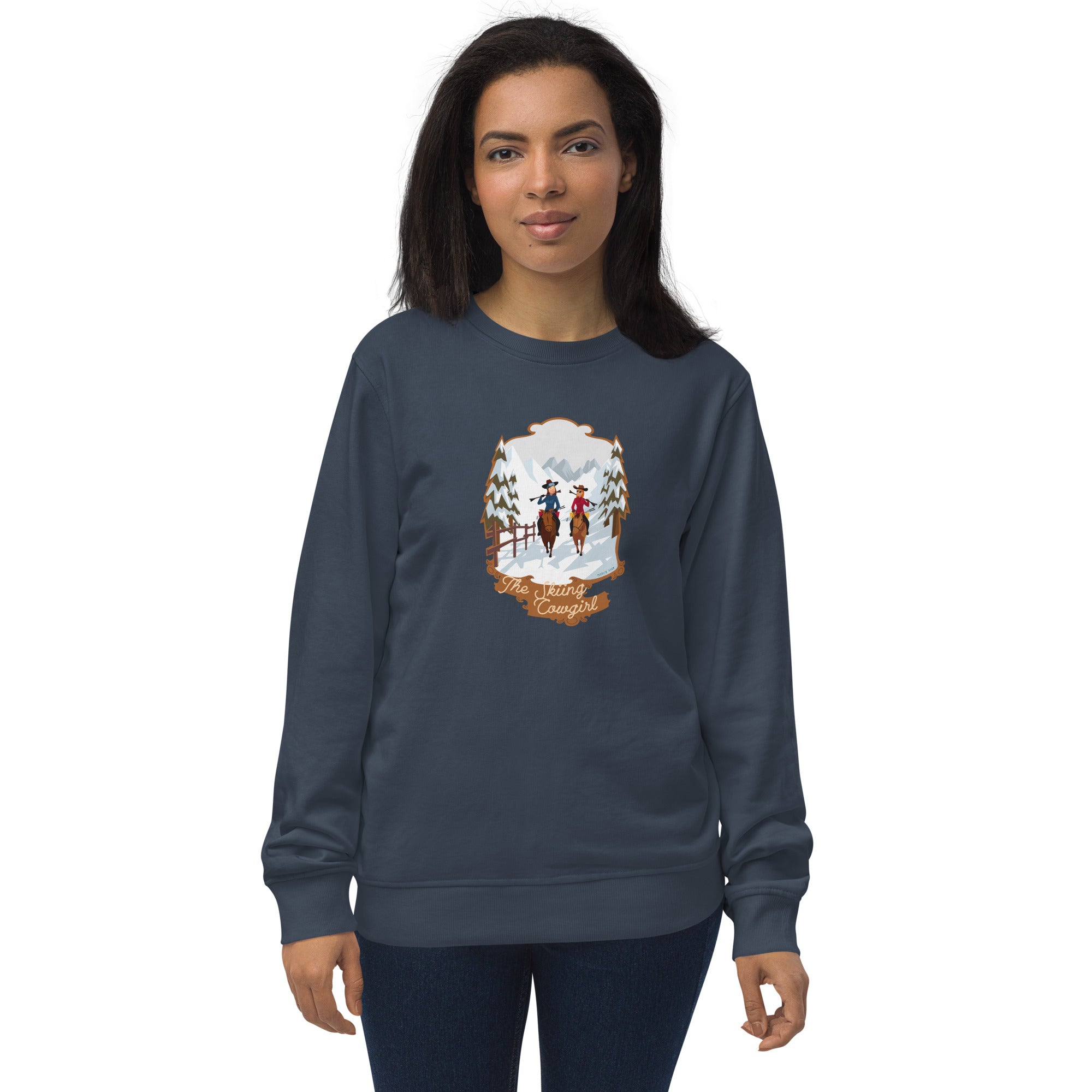 Unisex organic sweatshirt The Skiing Cowgirl