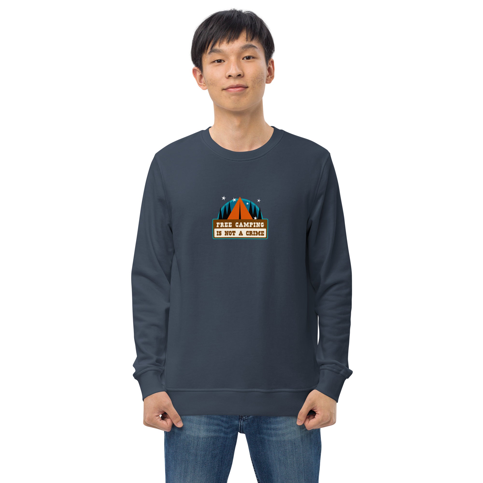 Unisex organic sweatshirt Free camping is not a crime graphic