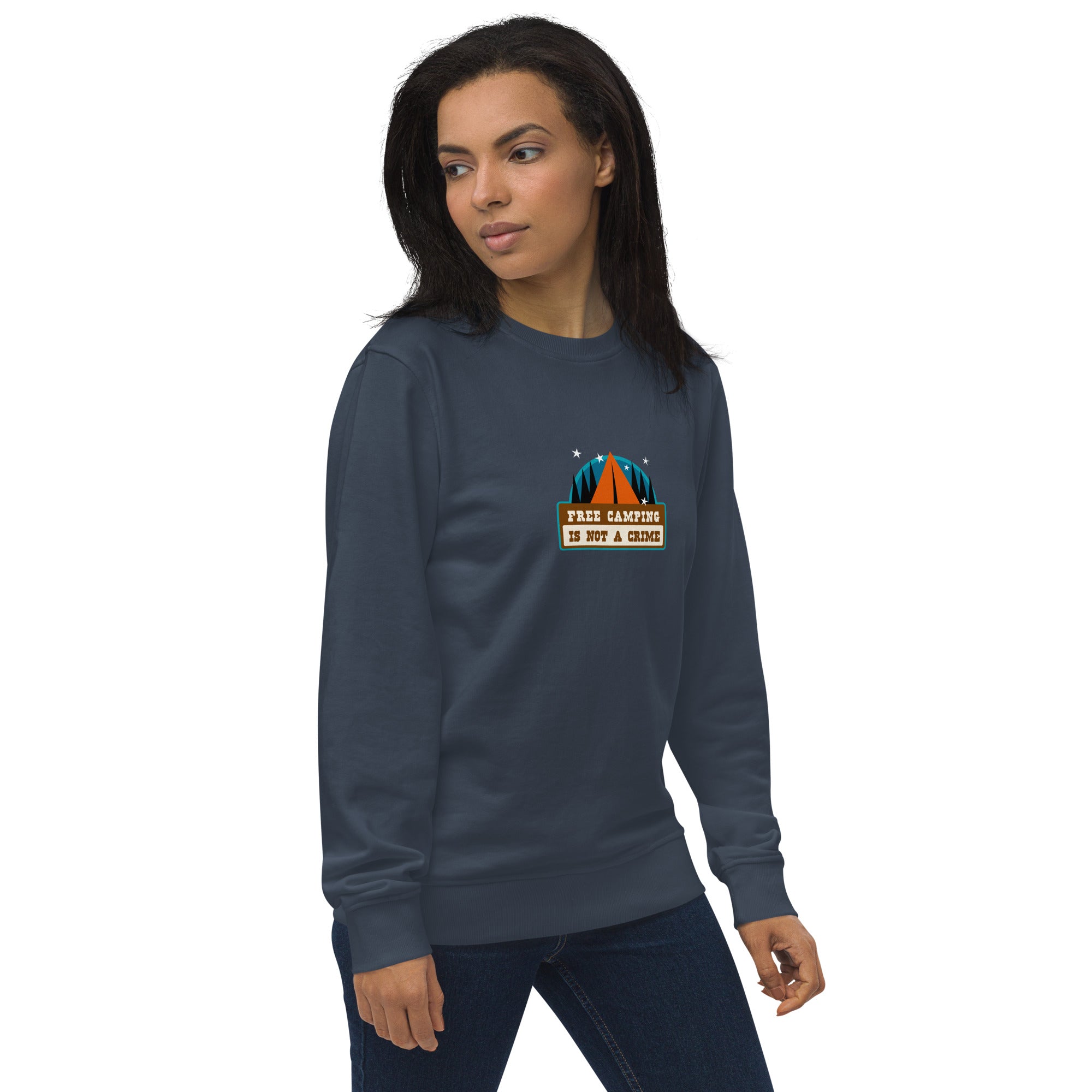 Unisex organic sweatshirt Free camping is not a crime graphic