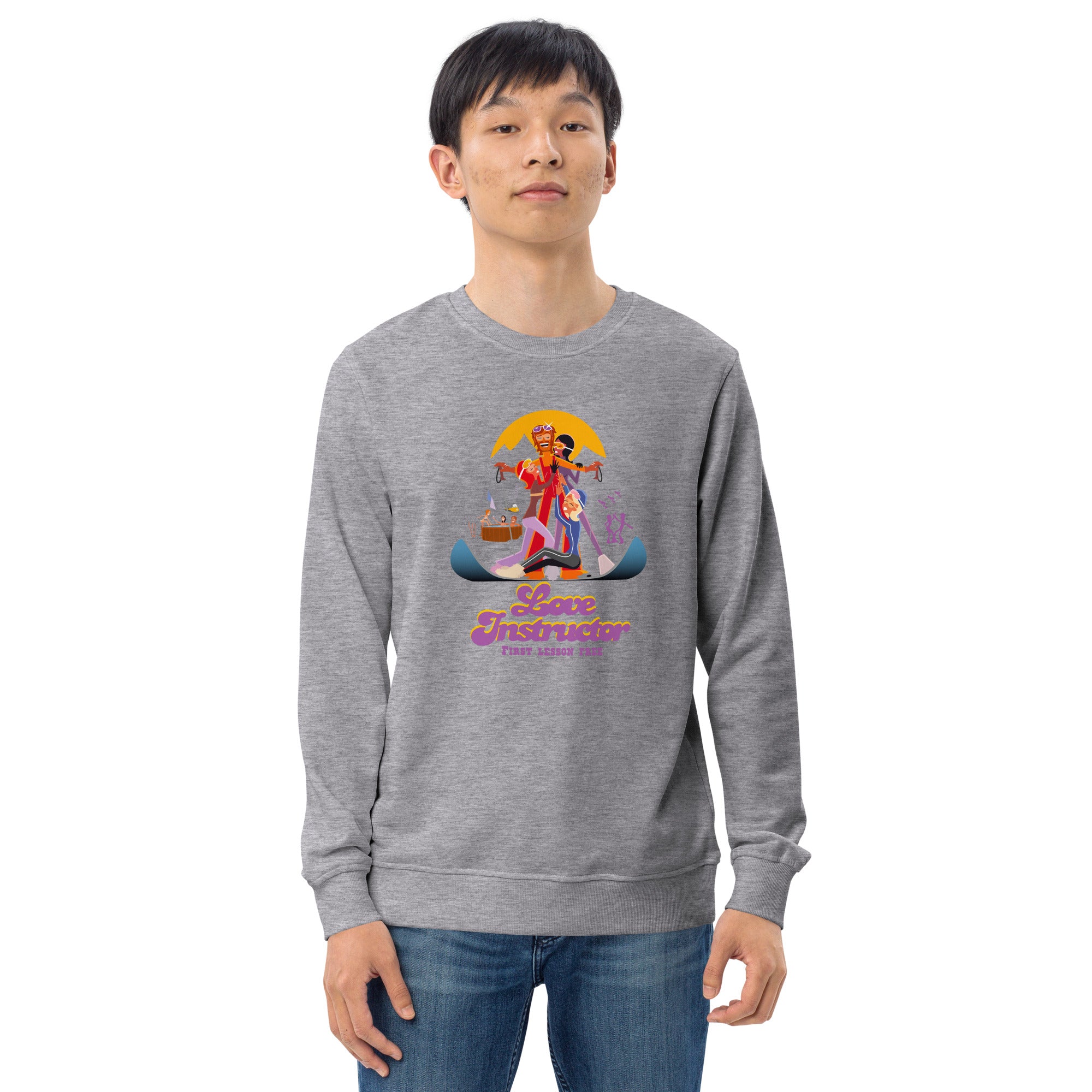 Unisex organic sweatshirt Love Instructor First Lesson free