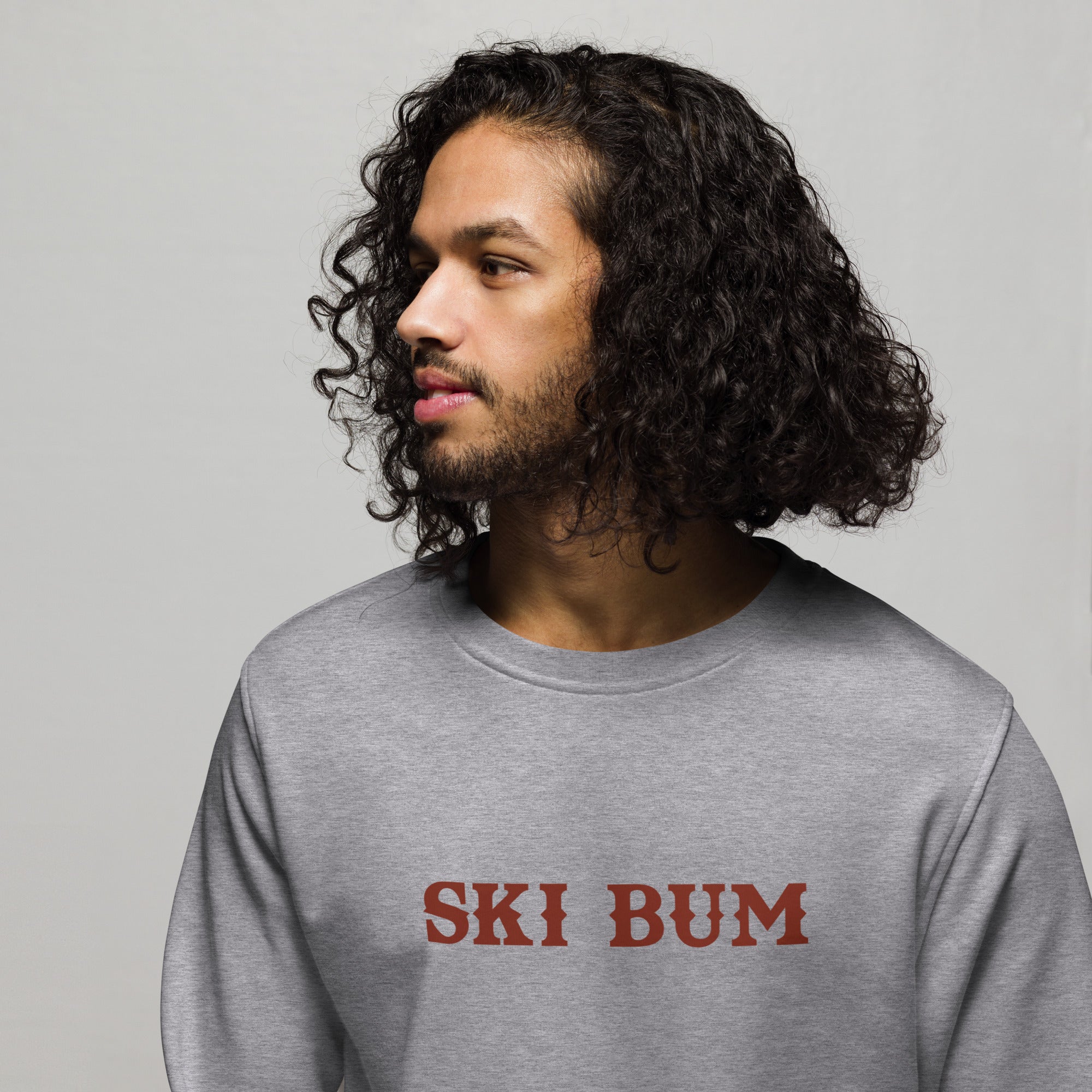 Unisex organic sweatshirt Ski Bum dark text