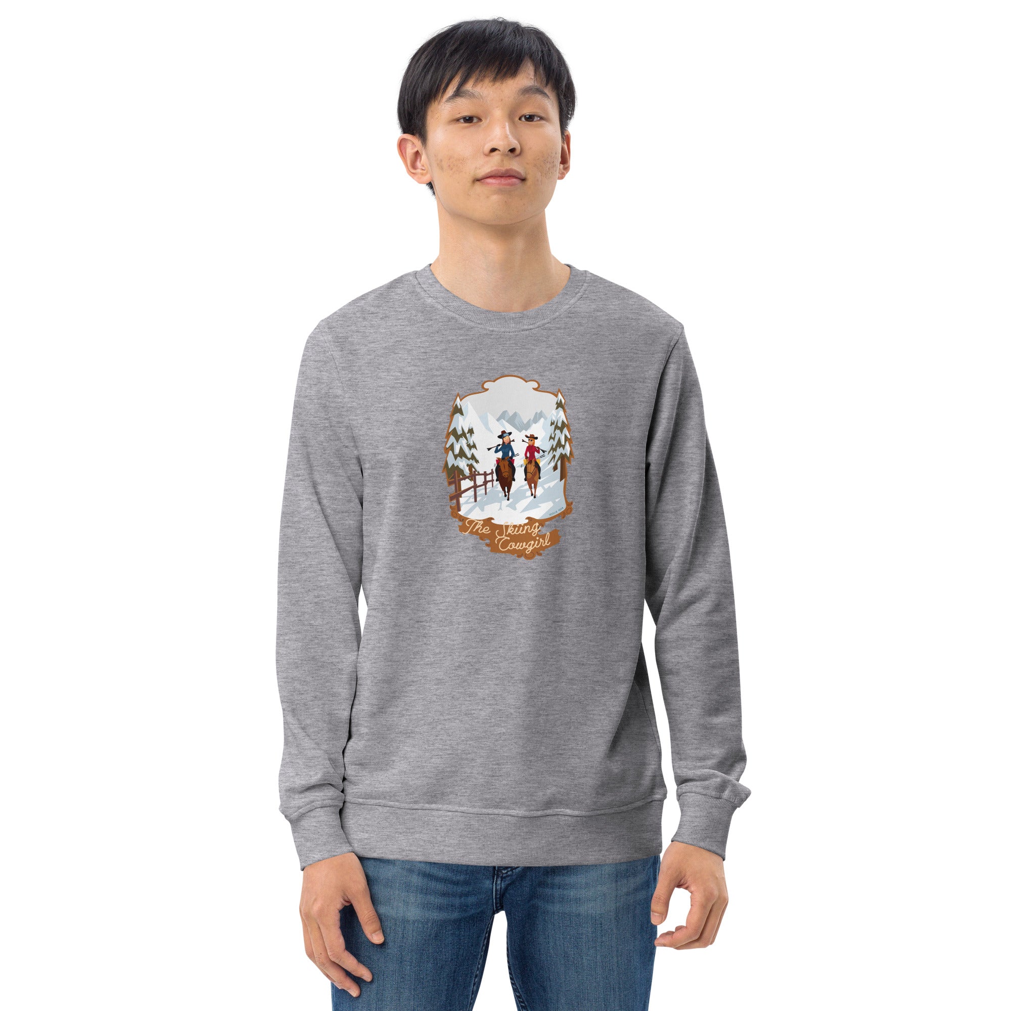 Unisex organic sweatshirt The Skiing Cowgirl