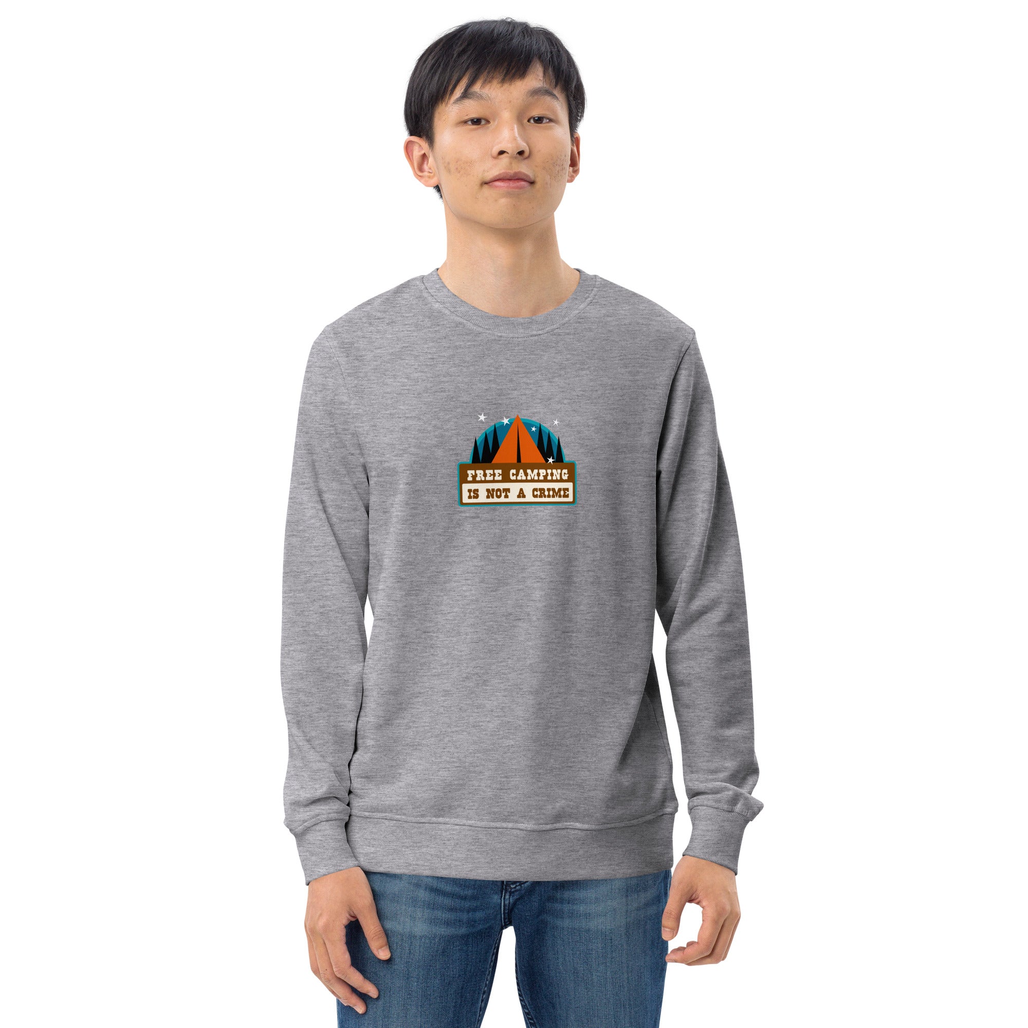 Unisex organic sweatshirt Free camping is not a crime graphic