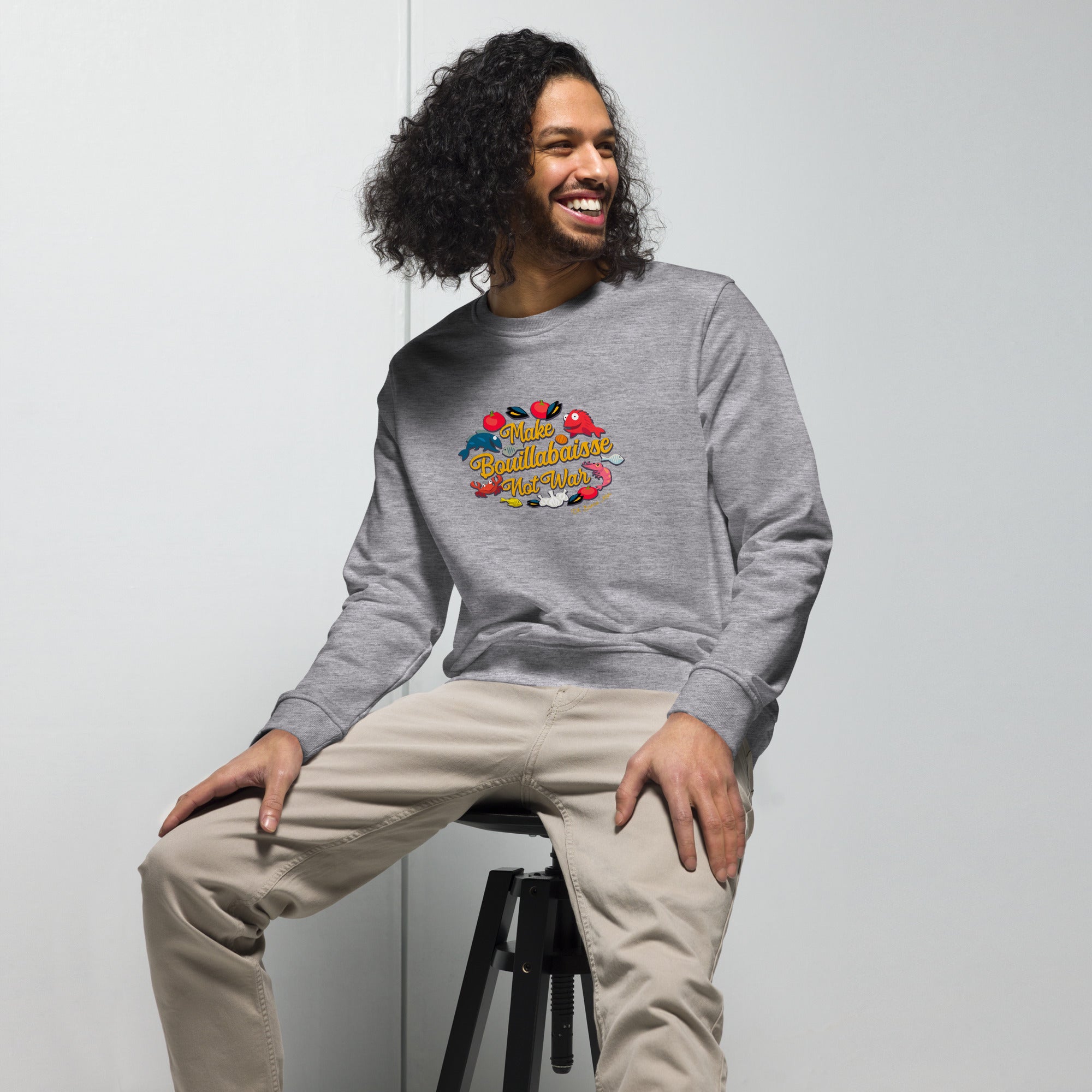 Unisex organic sweatshirt Make Bouillabaisse Not War