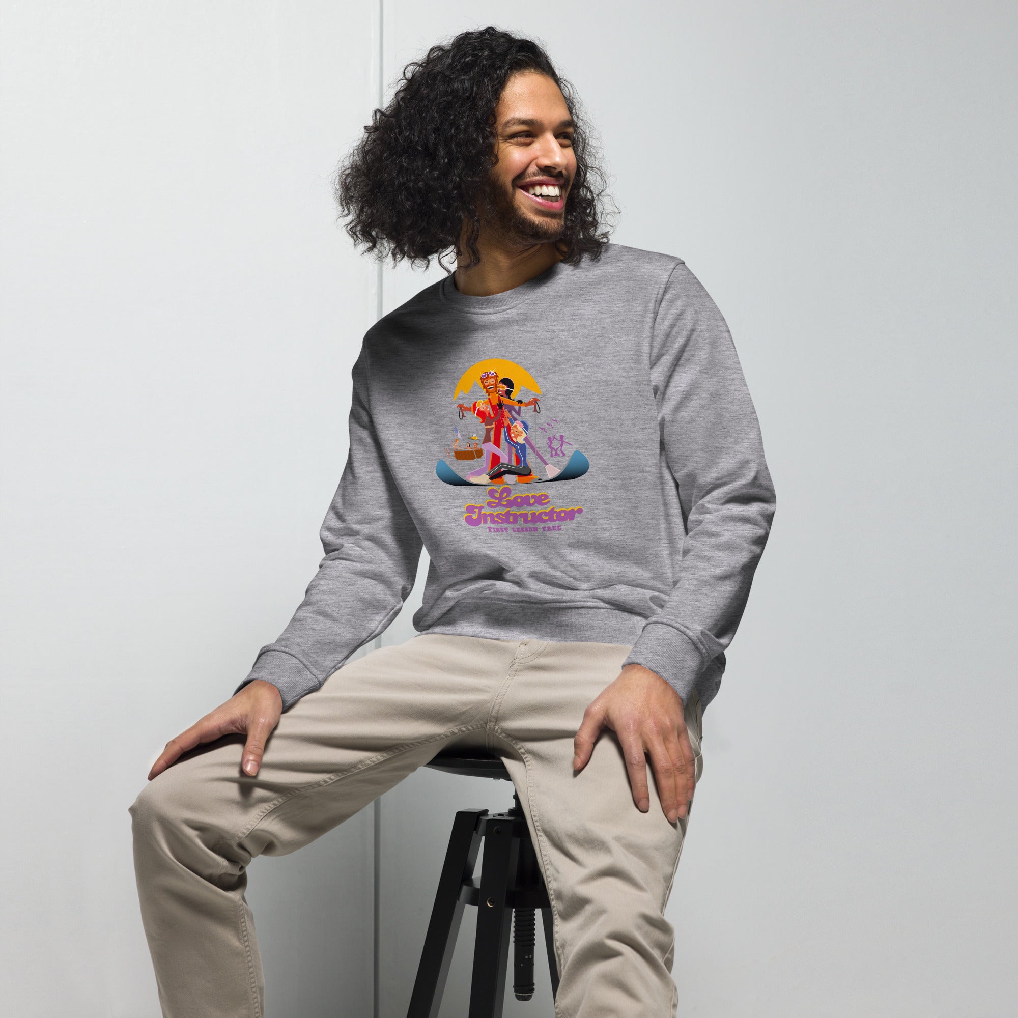 Unisex organic sweatshirt Love Instructor First Lesson free