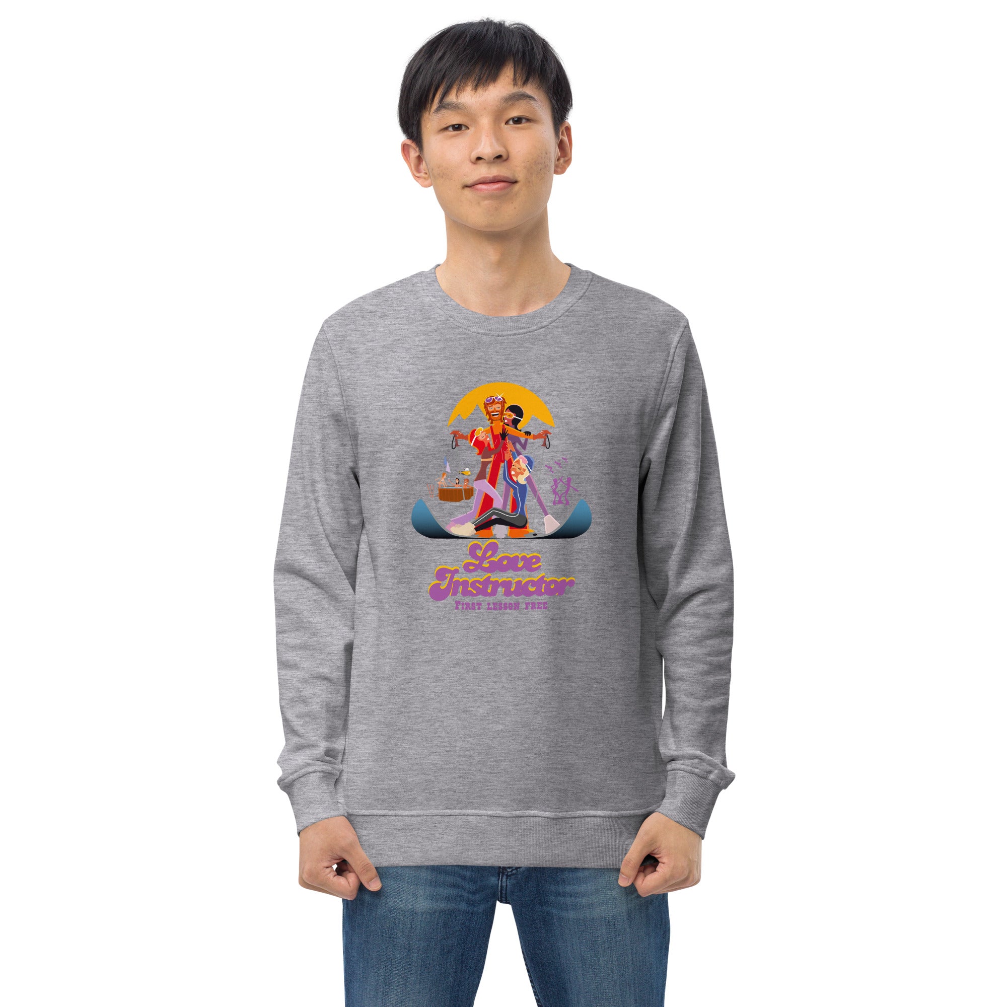 Unisex organic sweatshirt Love Instructor First Lesson free