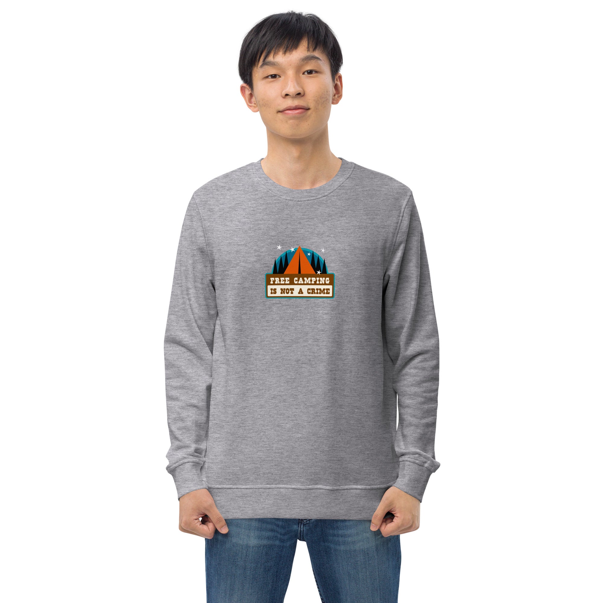 Unisex organic sweatshirt Free camping is not a crime graphic