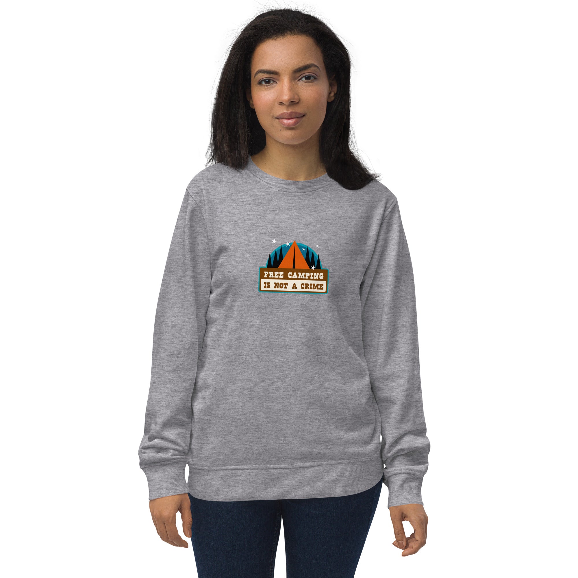 Unisex organic sweatshirt Free camping is not a crime graphic