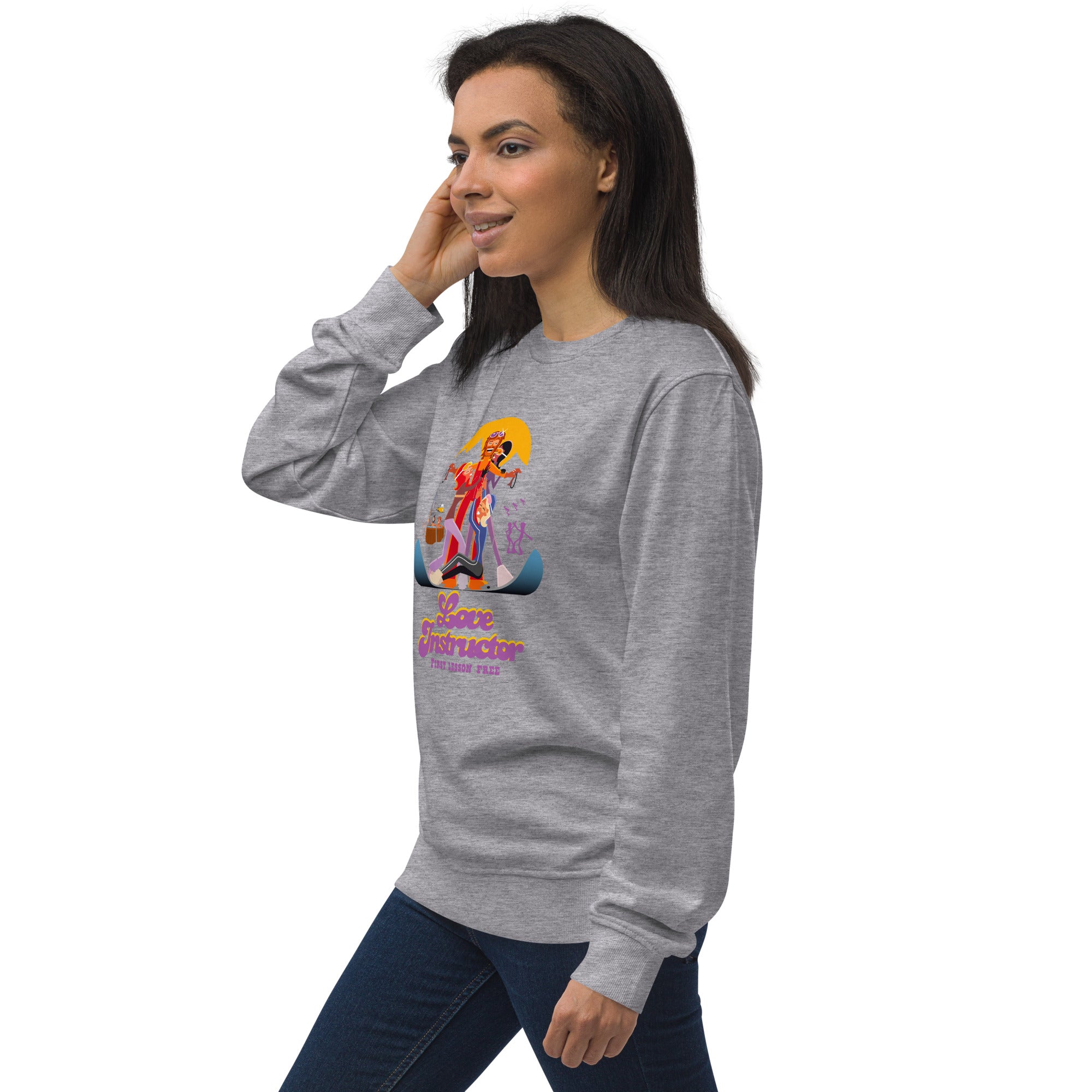 Unisex organic sweatshirt Love Instructor First Lesson free