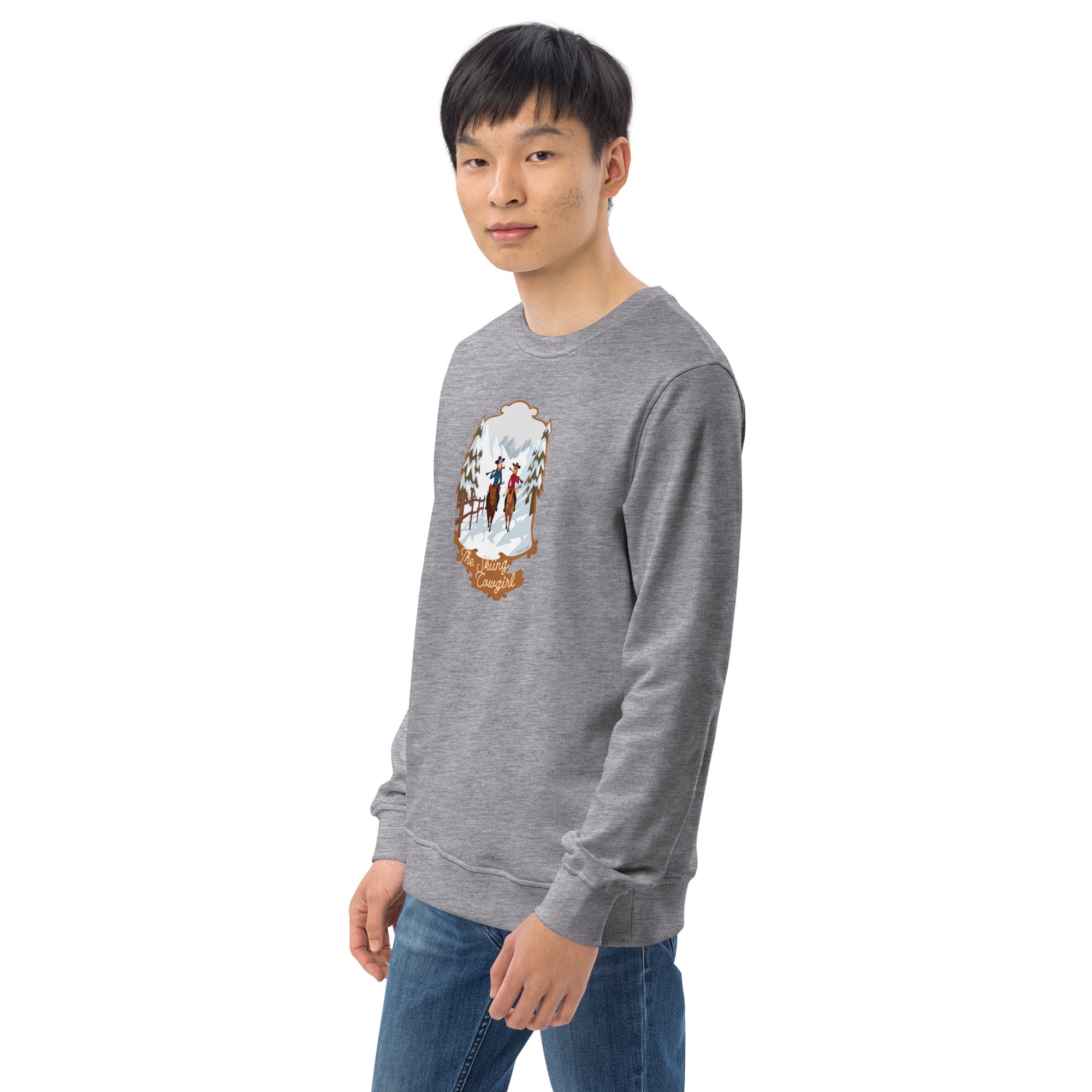 Unisex organic sweatshirt The Skiing Cowgirl