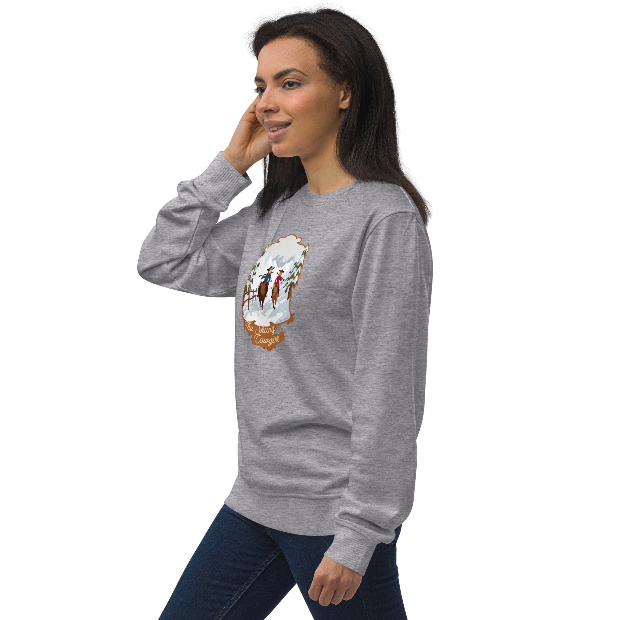 Unisex organic sweatshirt The Skiing Cowgirl