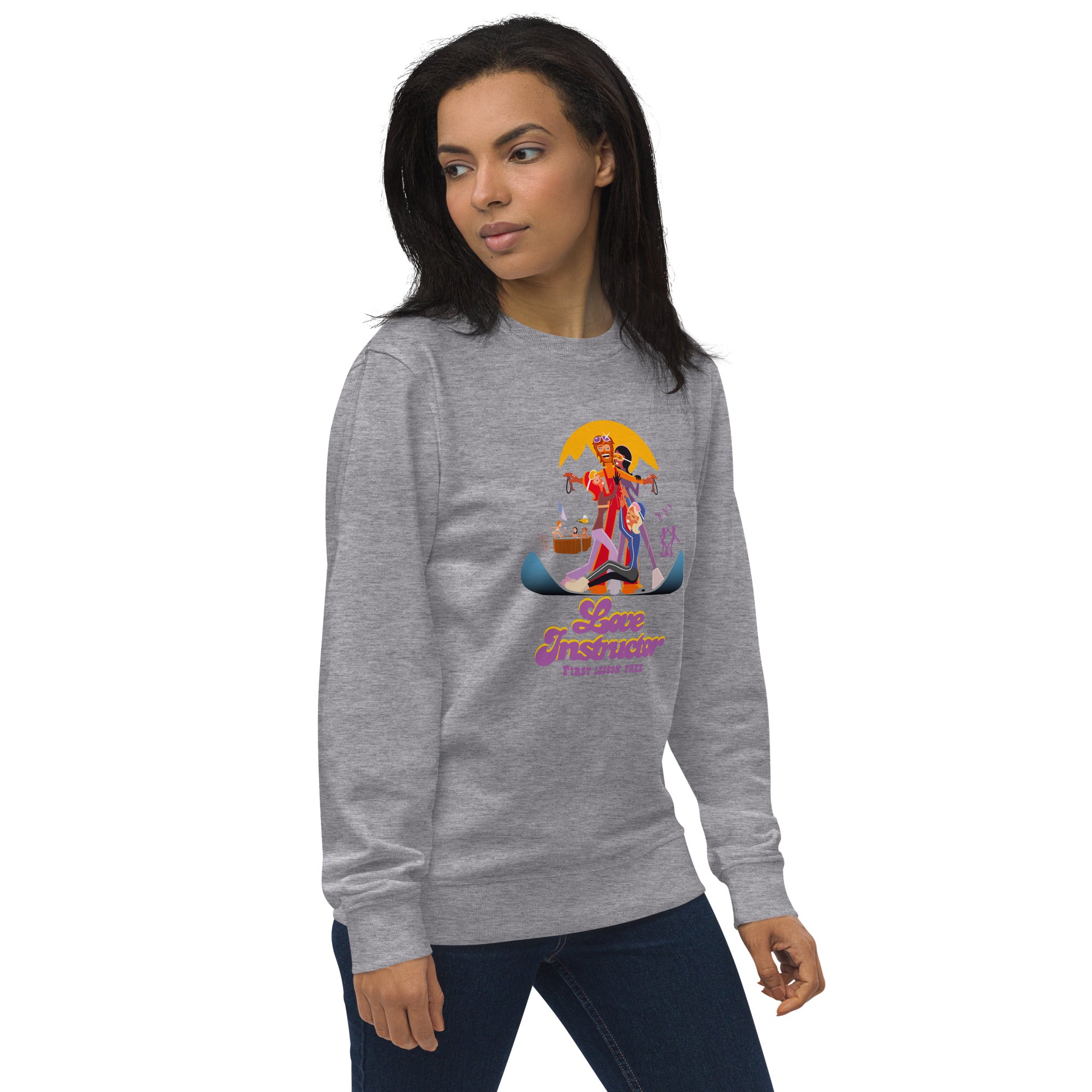 Unisex organic sweatshirt Love Instructor First Lesson free