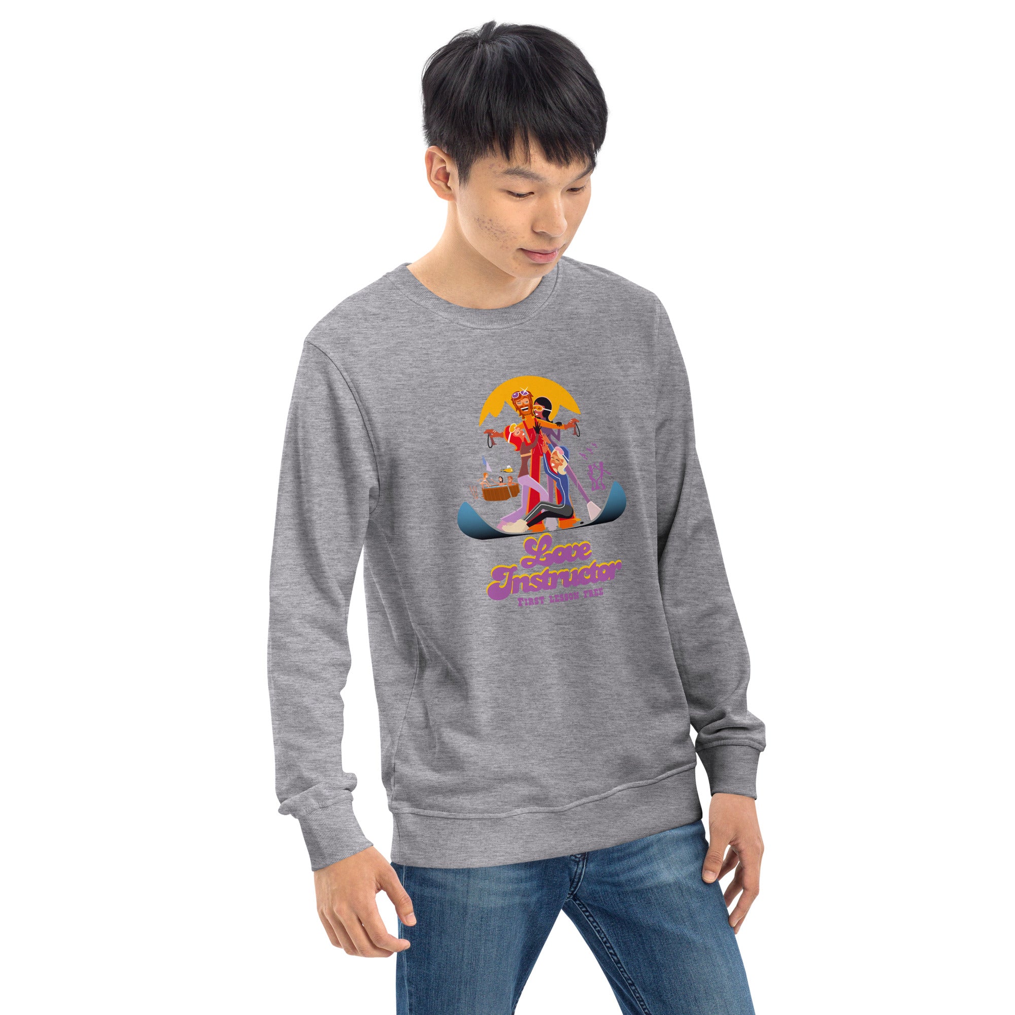 Unisex organic sweatshirt Love Instructor First Lesson free