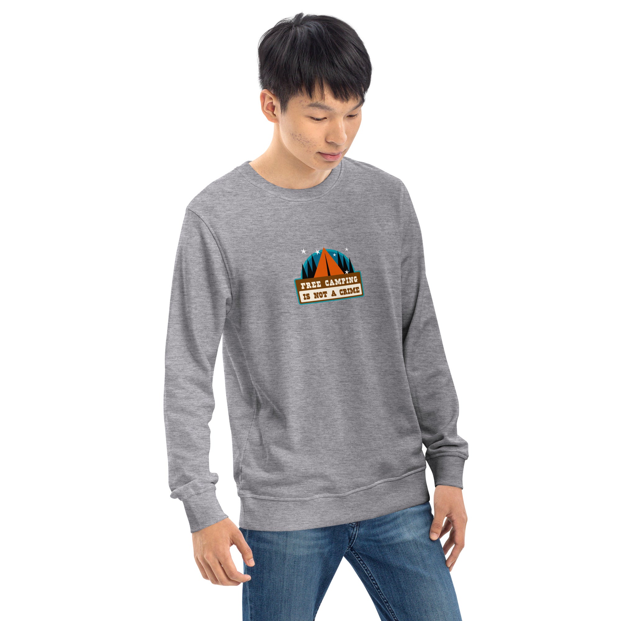 Unisex organic sweatshirt Free camping is not a crime graphic