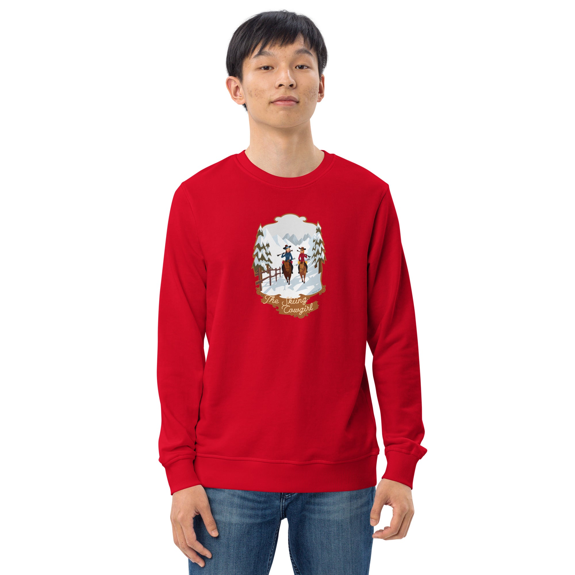 Unisex organic sweatshirt The Skiing Cowgirl