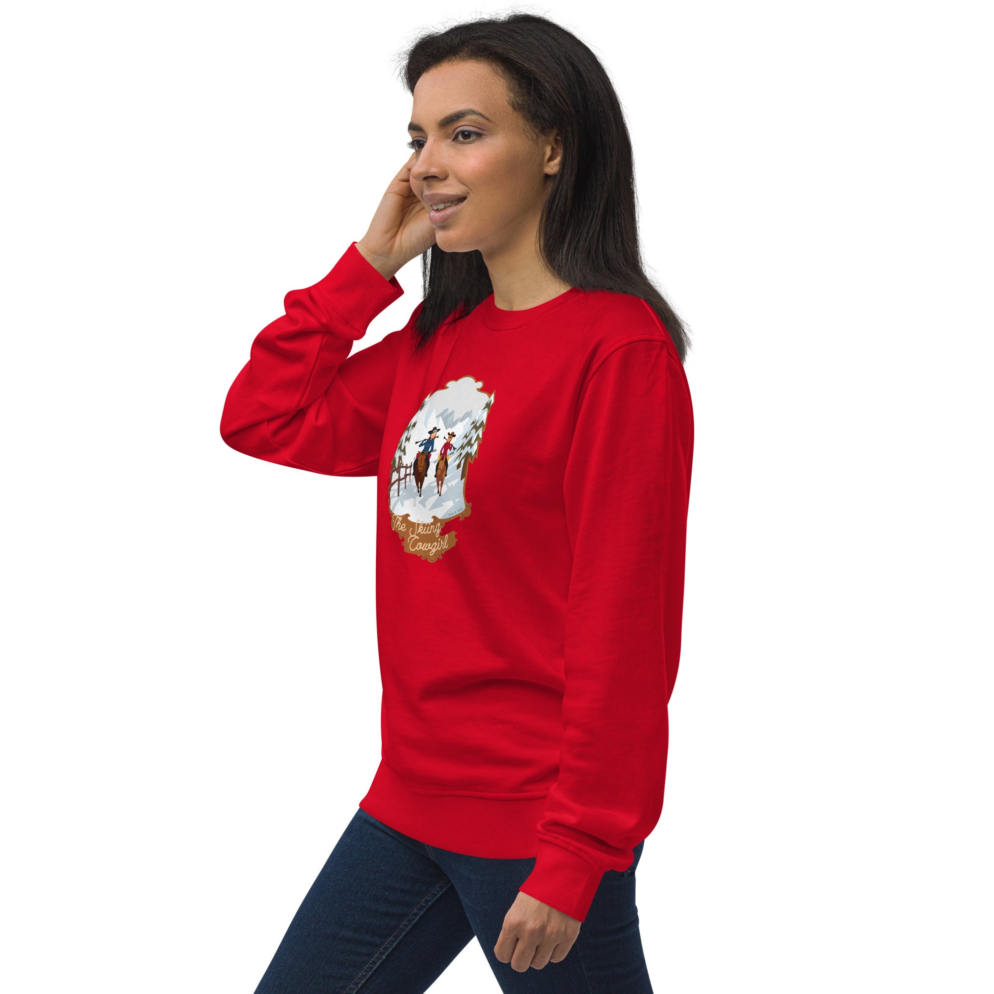 Unisex organic sweatshirt The Skiing Cowgirl