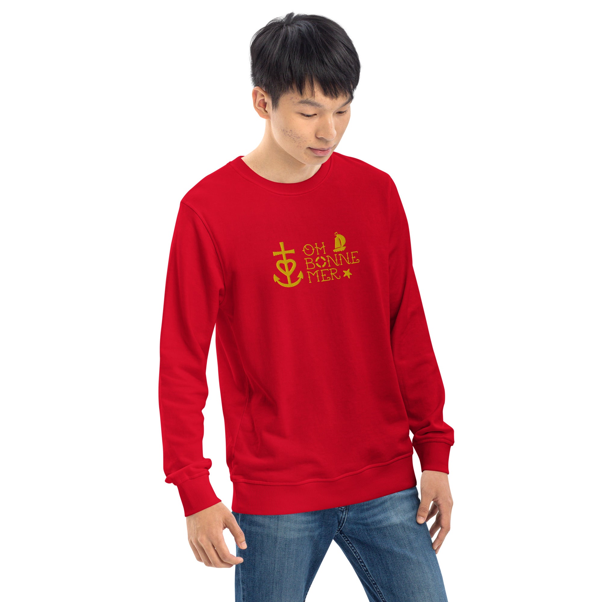 Unisex organic sweatshirt Oh Bonne Mer 2 embroided