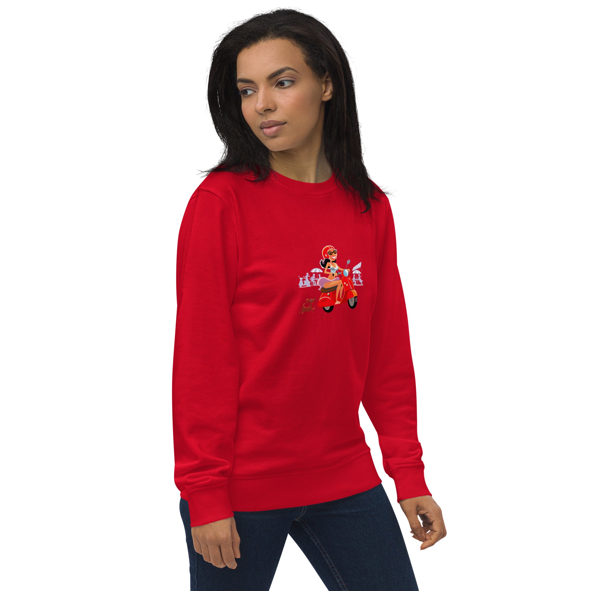 Unisex organic sweatshirt Vespa Girl in St Tropez