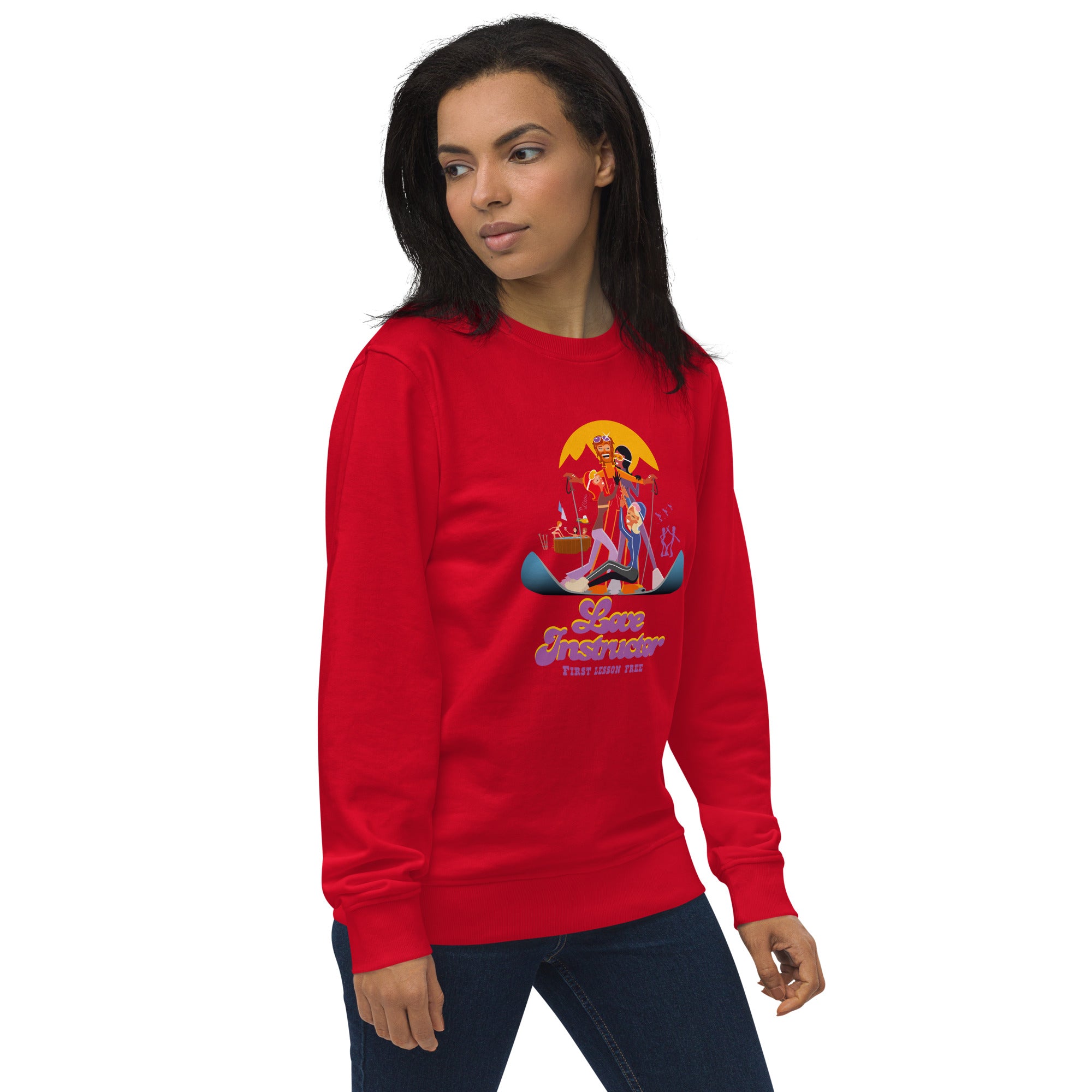 Unisex organic sweatshirt Love Instructor First Lesson free