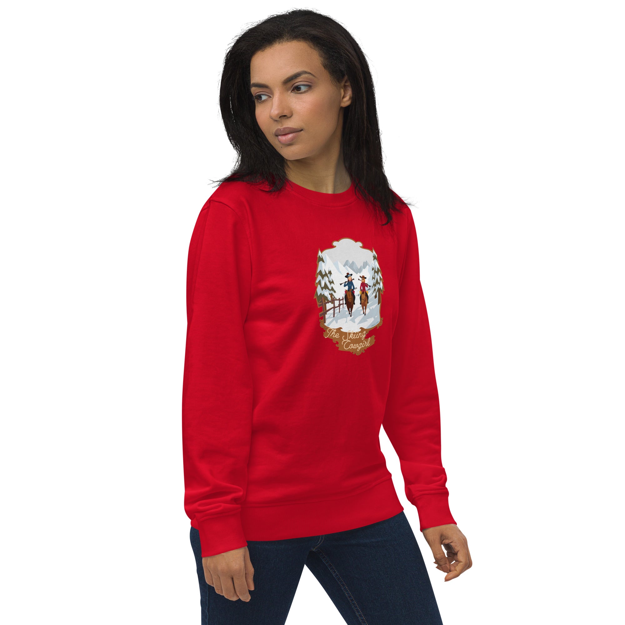 Unisex organic sweatshirt The Skiing Cowgirl