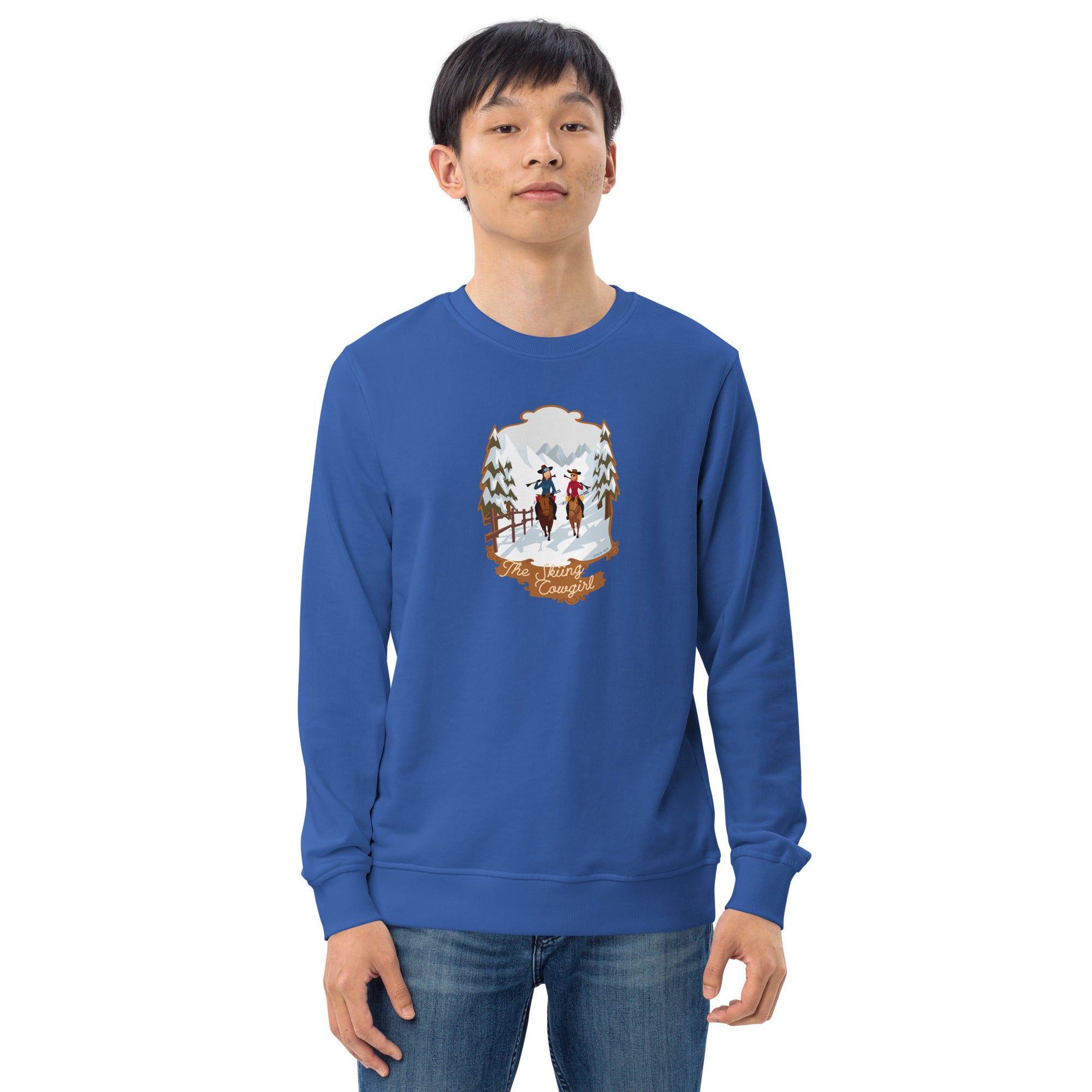 Unisex organic sweatshirt The Skiing Cowgirl