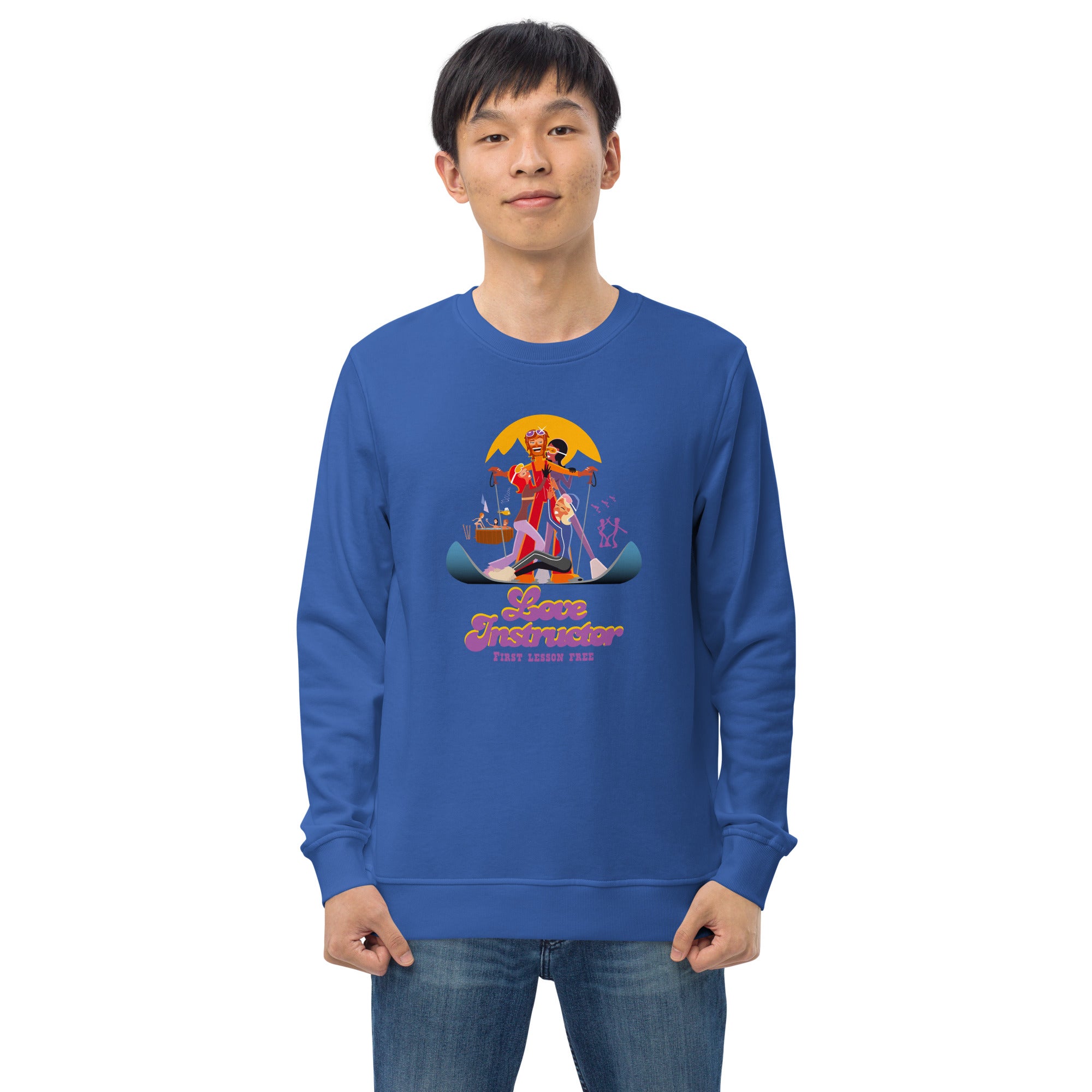 Unisex organic sweatshirt Love Instructor First Lesson free