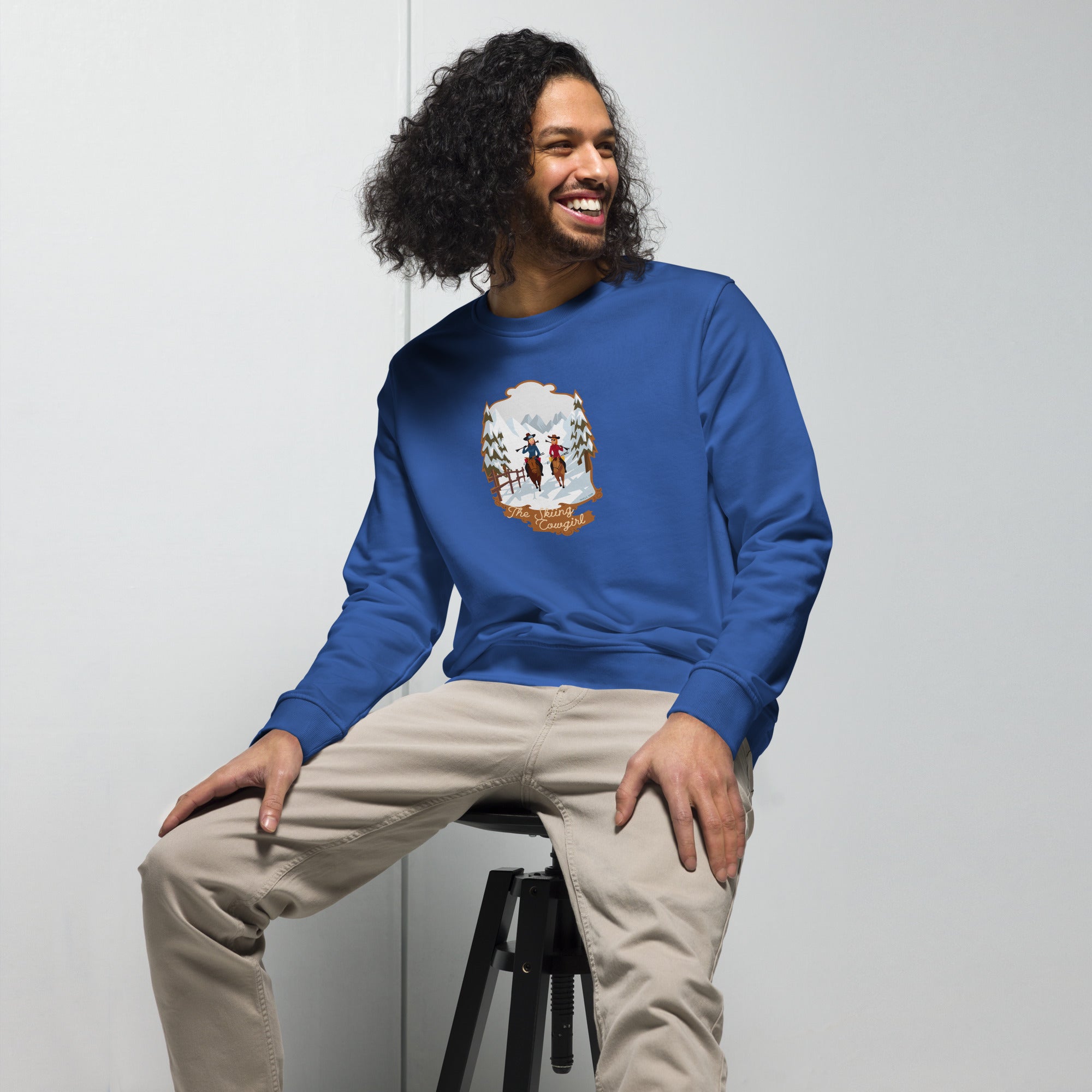 Unisex organic sweatshirt The Skiing Cowgirl