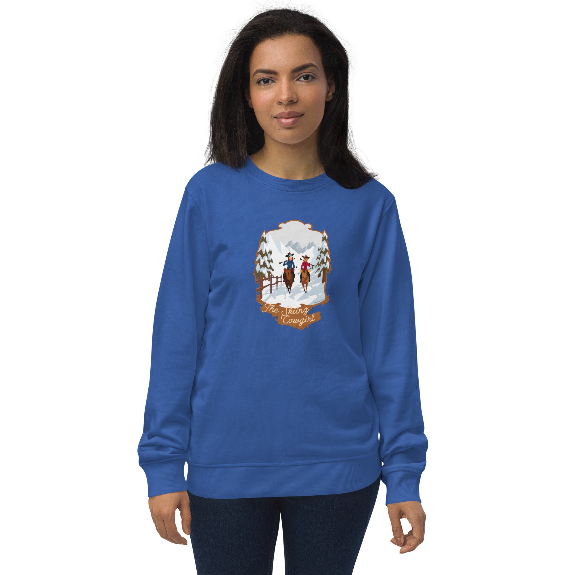 Unisex organic sweatshirt The Skiing Cowgirl