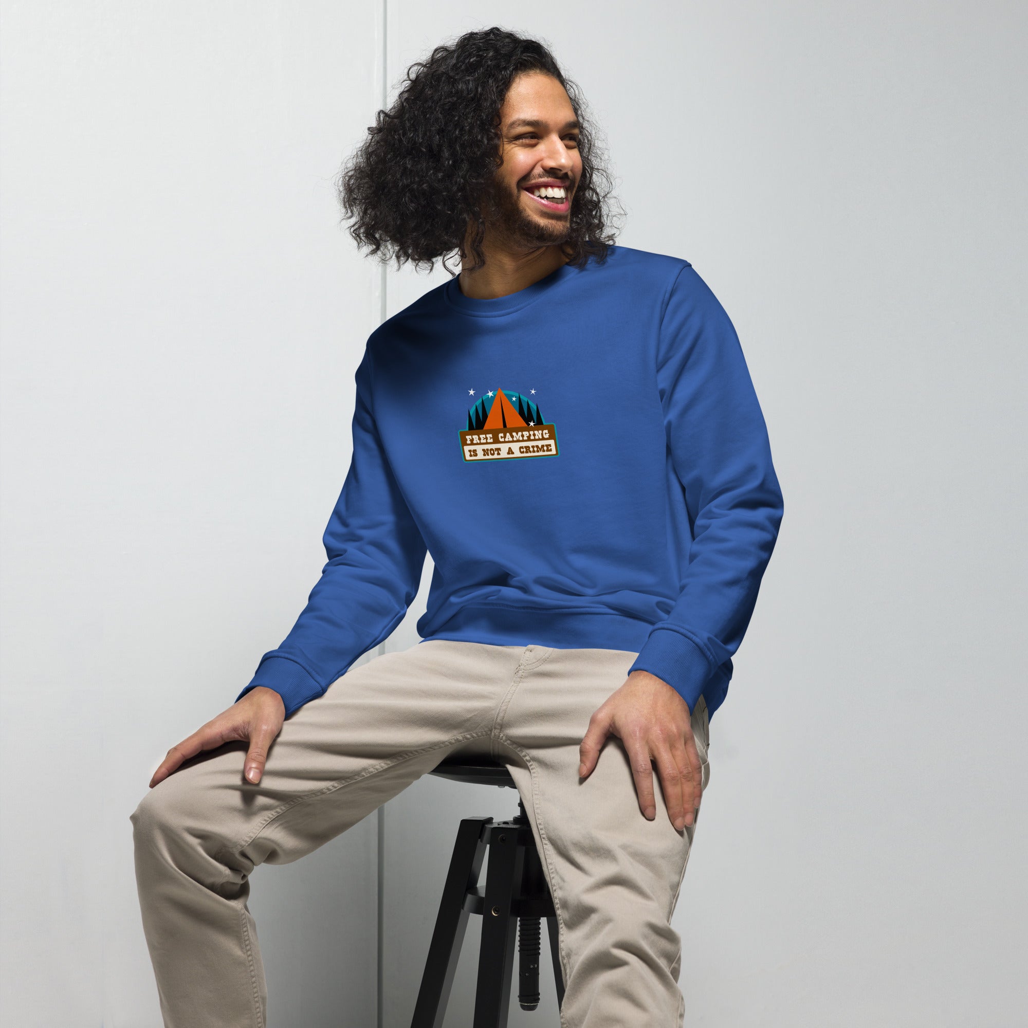 Unisex organic sweatshirt Free camping is not a crime graphic