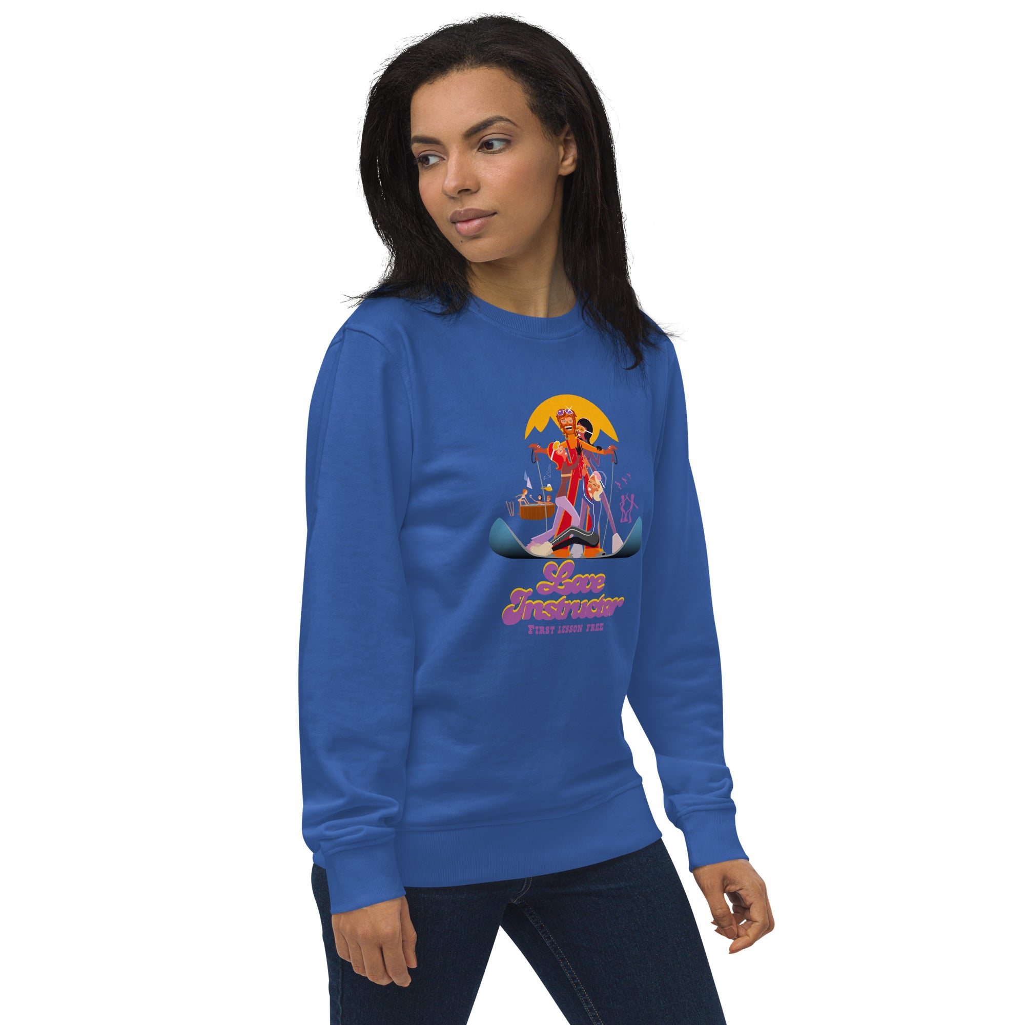 Unisex organic sweatshirt Love Instructor First Lesson free