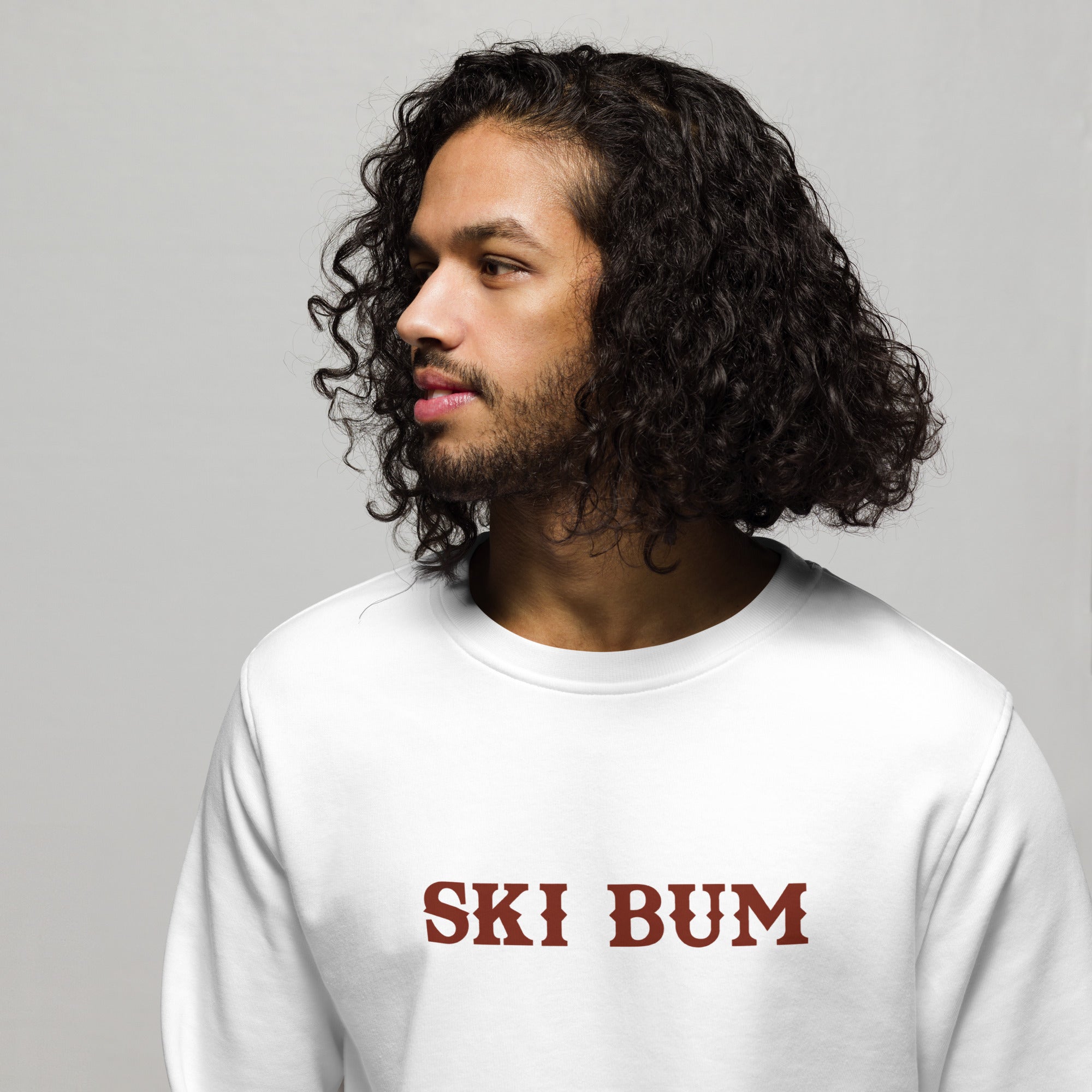 Unisex organic sweatshirt Ski Bum dark text