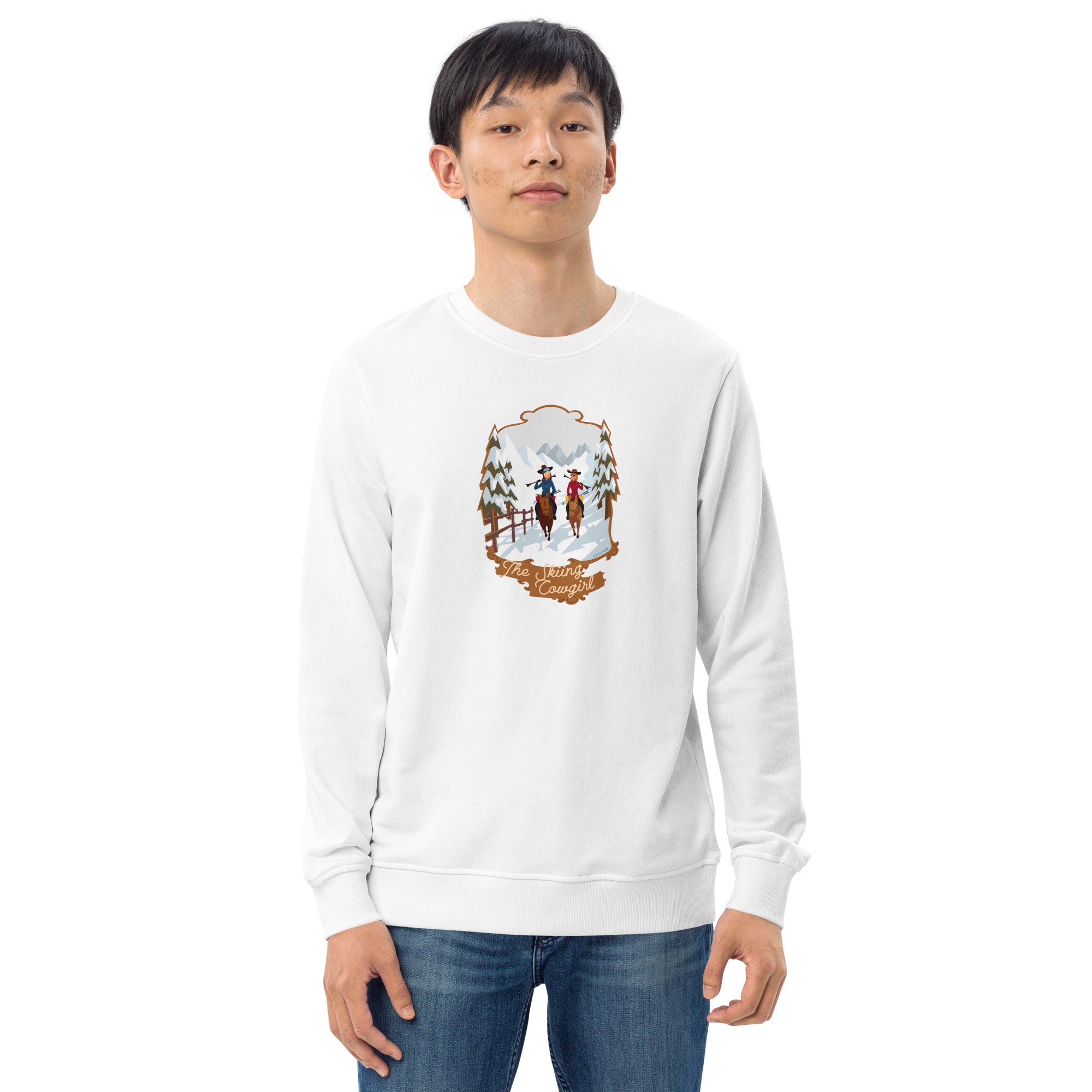 Unisex organic sweatshirt The Skiing Cowgirl