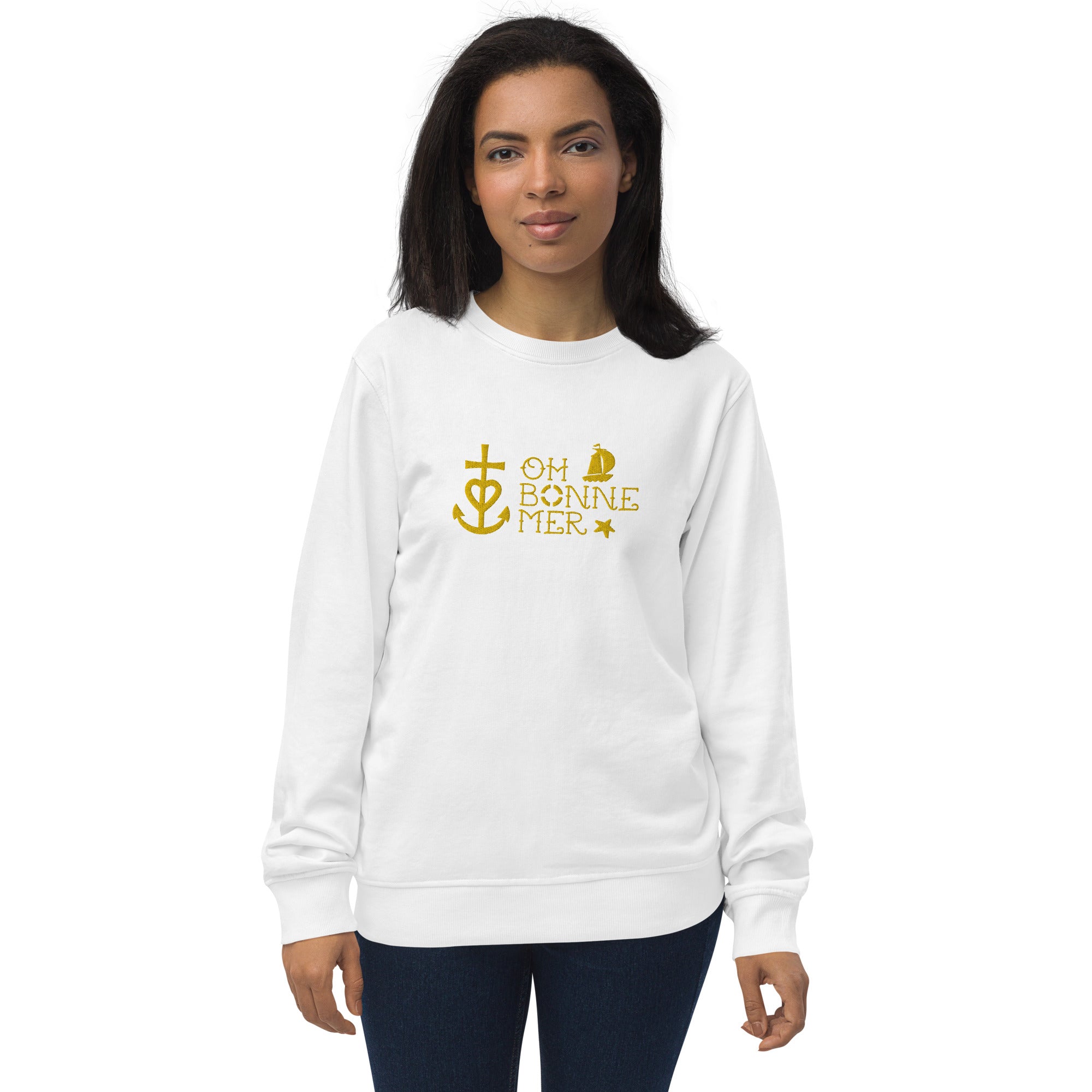 Unisex organic sweatshirt Oh Bonne Mer 2 embroided